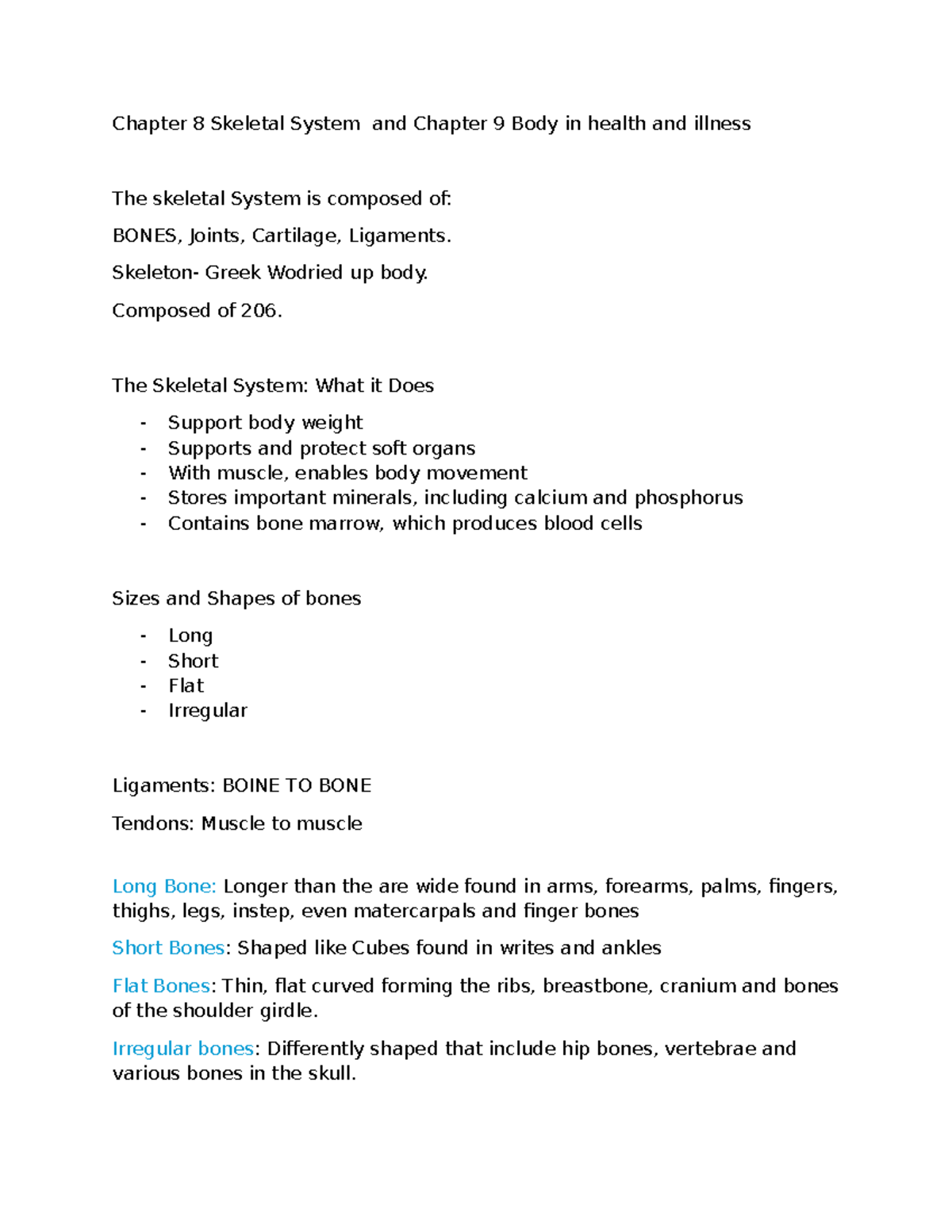 Chapter 8 Skeletal System and chapter 9 - Chapter 8 Skeletal System and ...