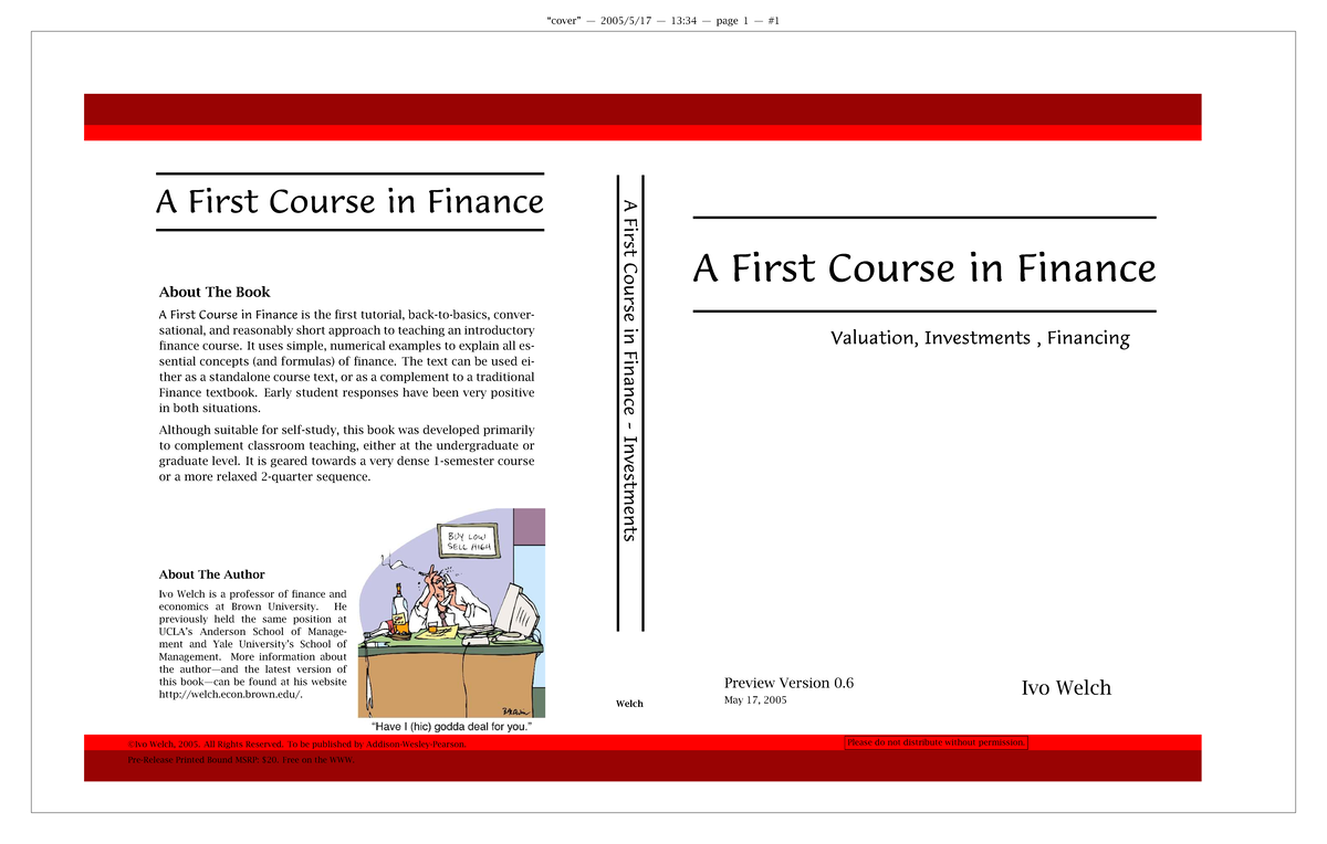 A First Course in Finance: Overview and Author Insights - Studocu
