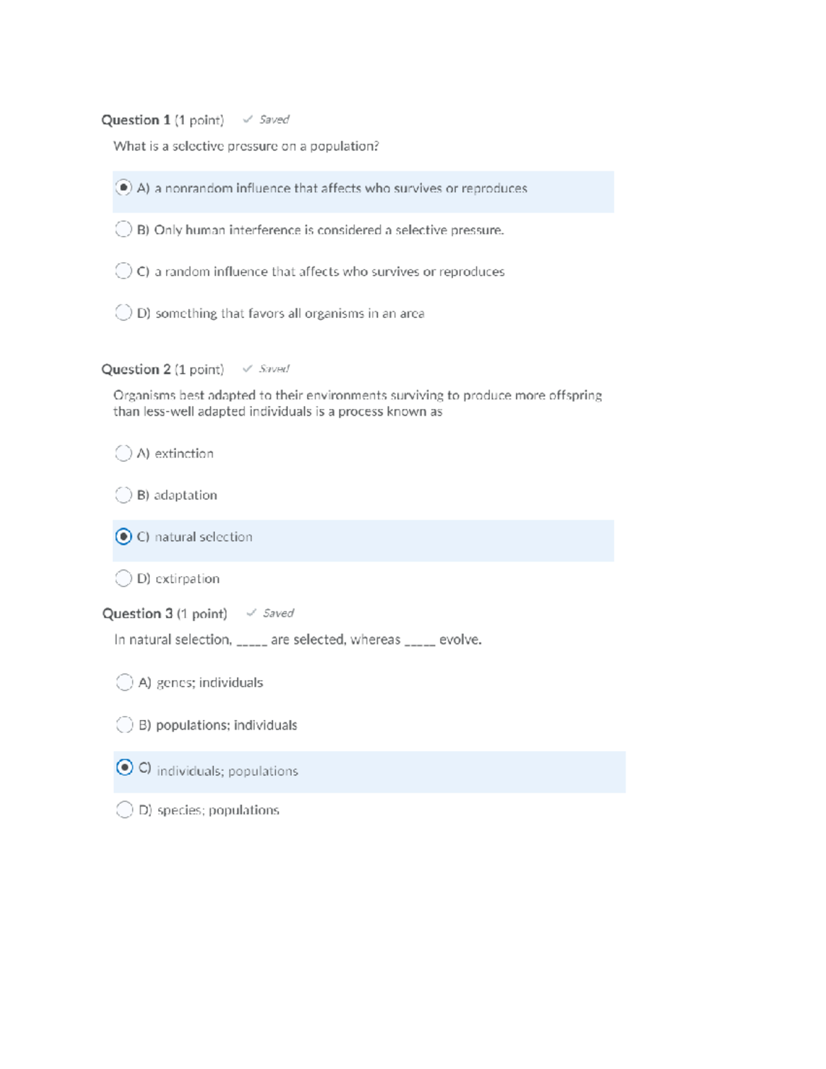 Bio 101: Chapter 3 Module Quiz - Questions & Answers - Studocu
