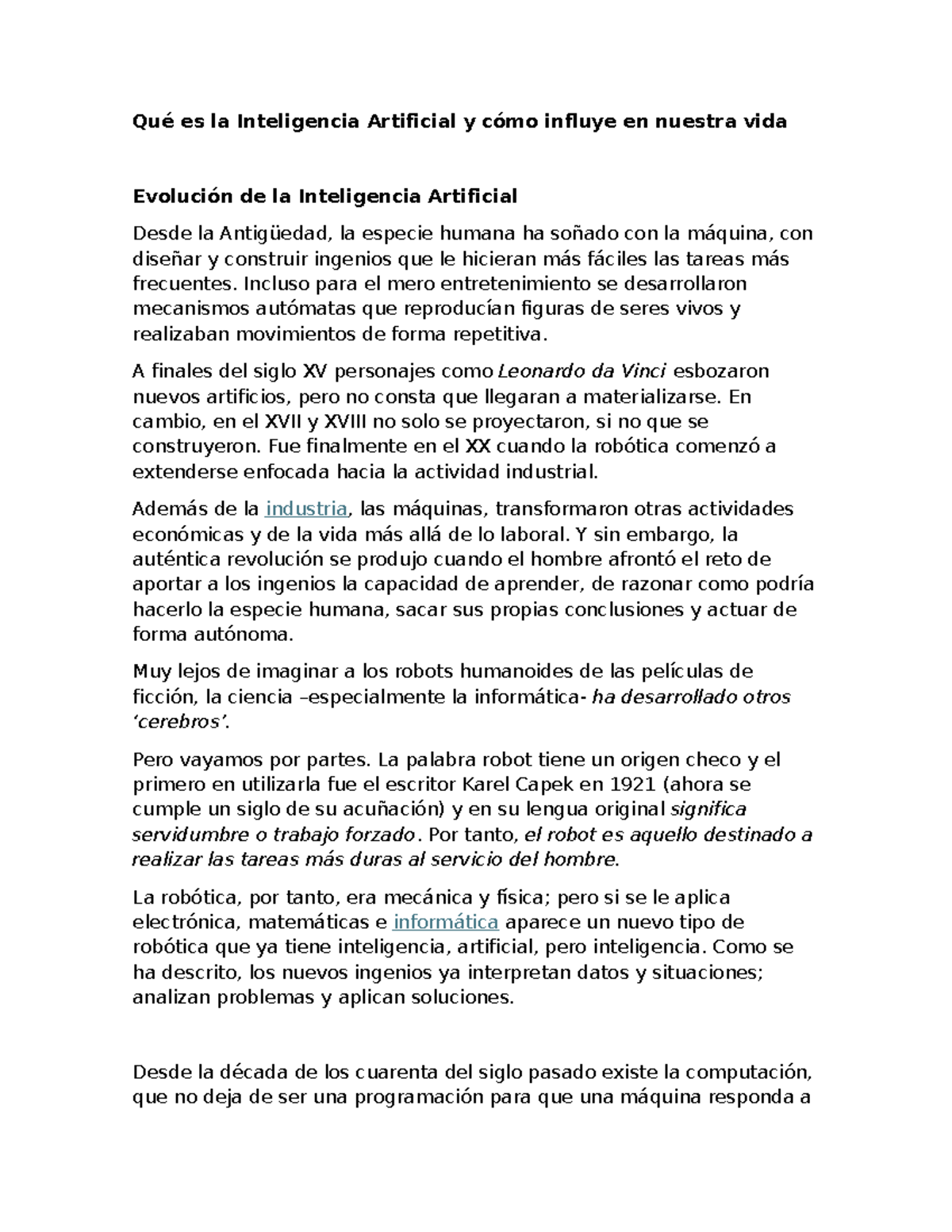 Inteligencia Artificial: Impacto en la Vida Cotidiana y su Evolución ...