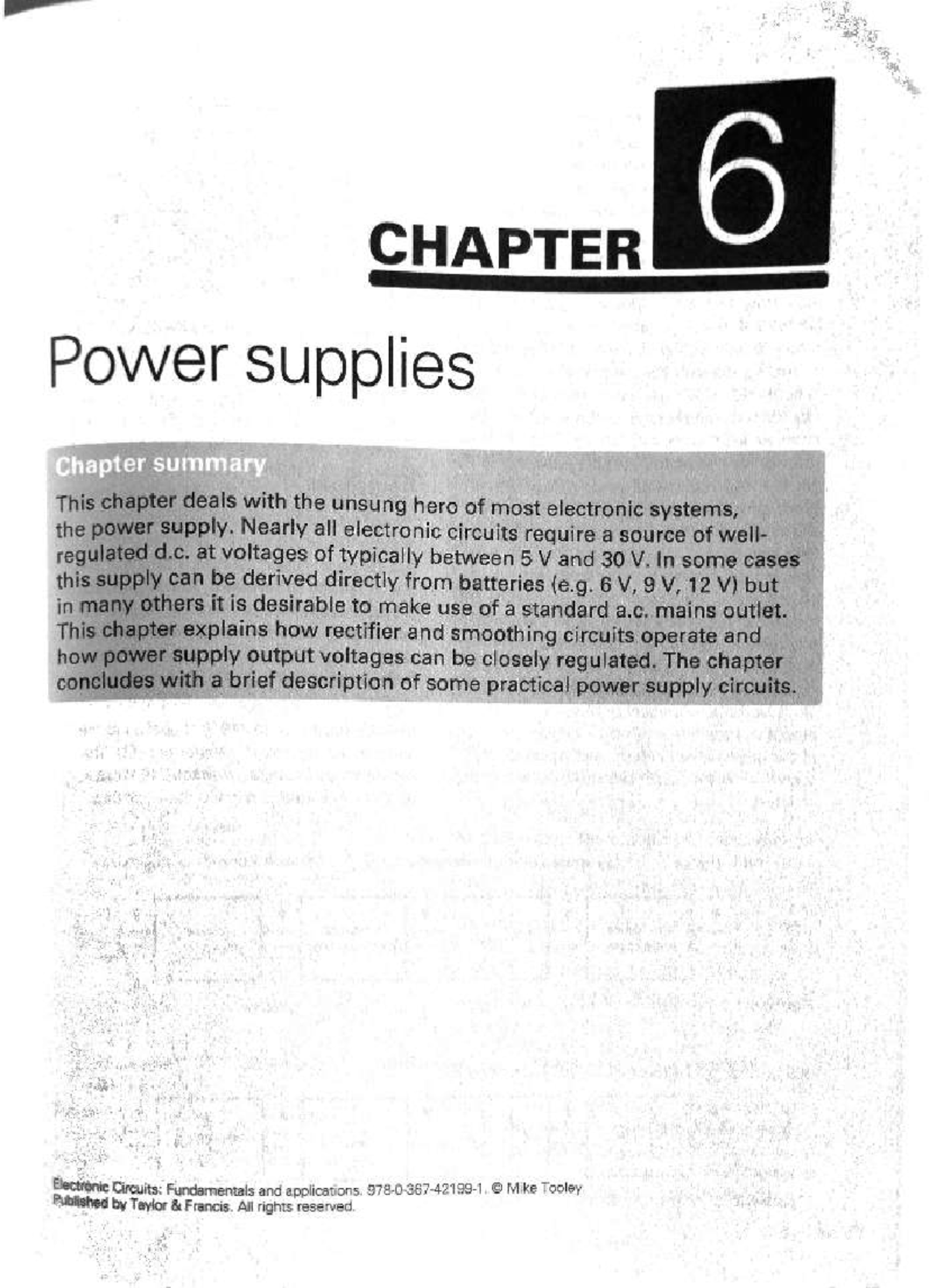 6 CHAPTER Power Supplies: Summary and Key Concepts in Electronics - Studocu