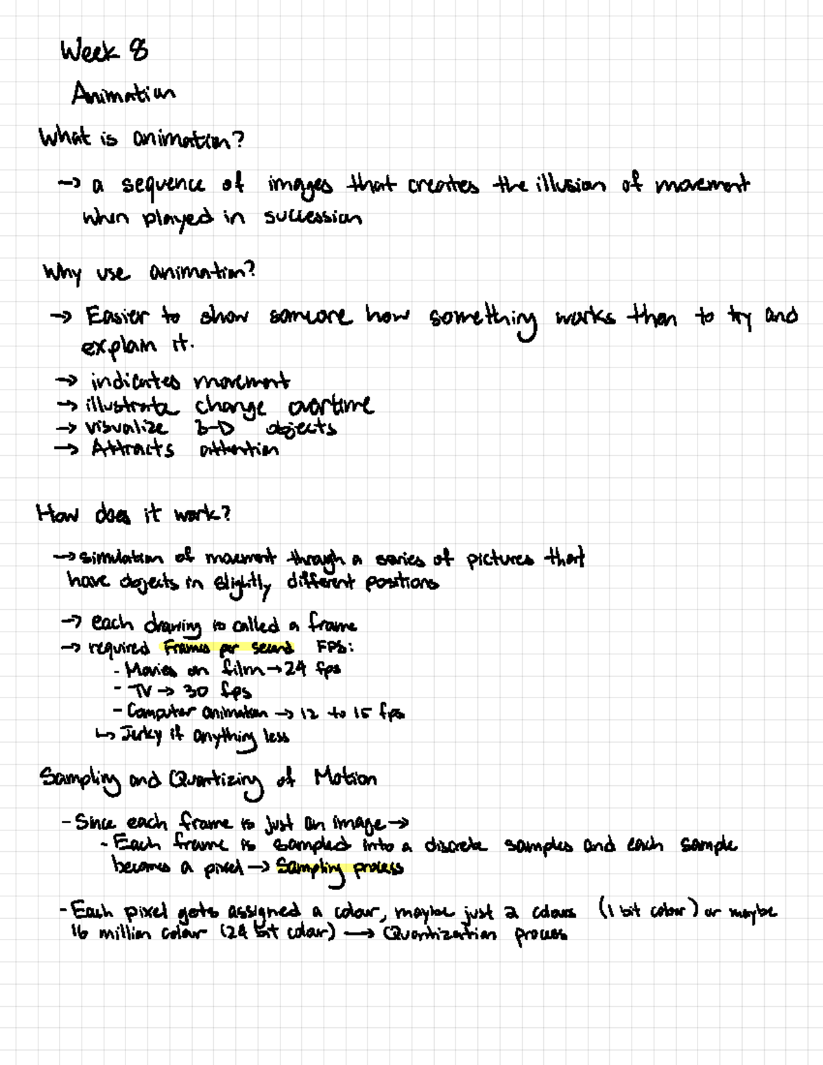 Comp Sci+1033+Week+8+Notes - Week 8 Animation what is animation? → a ...