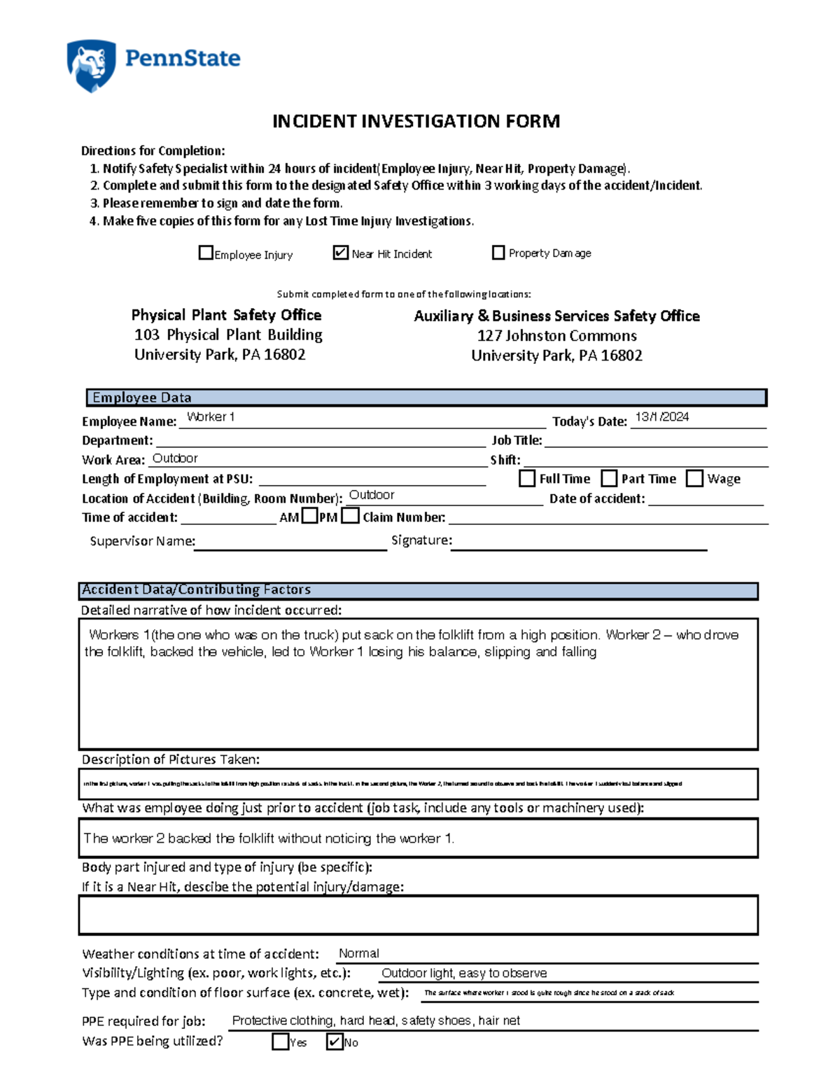 Incident Investigation Form - 2: Employee Safety Report Template - Studocu