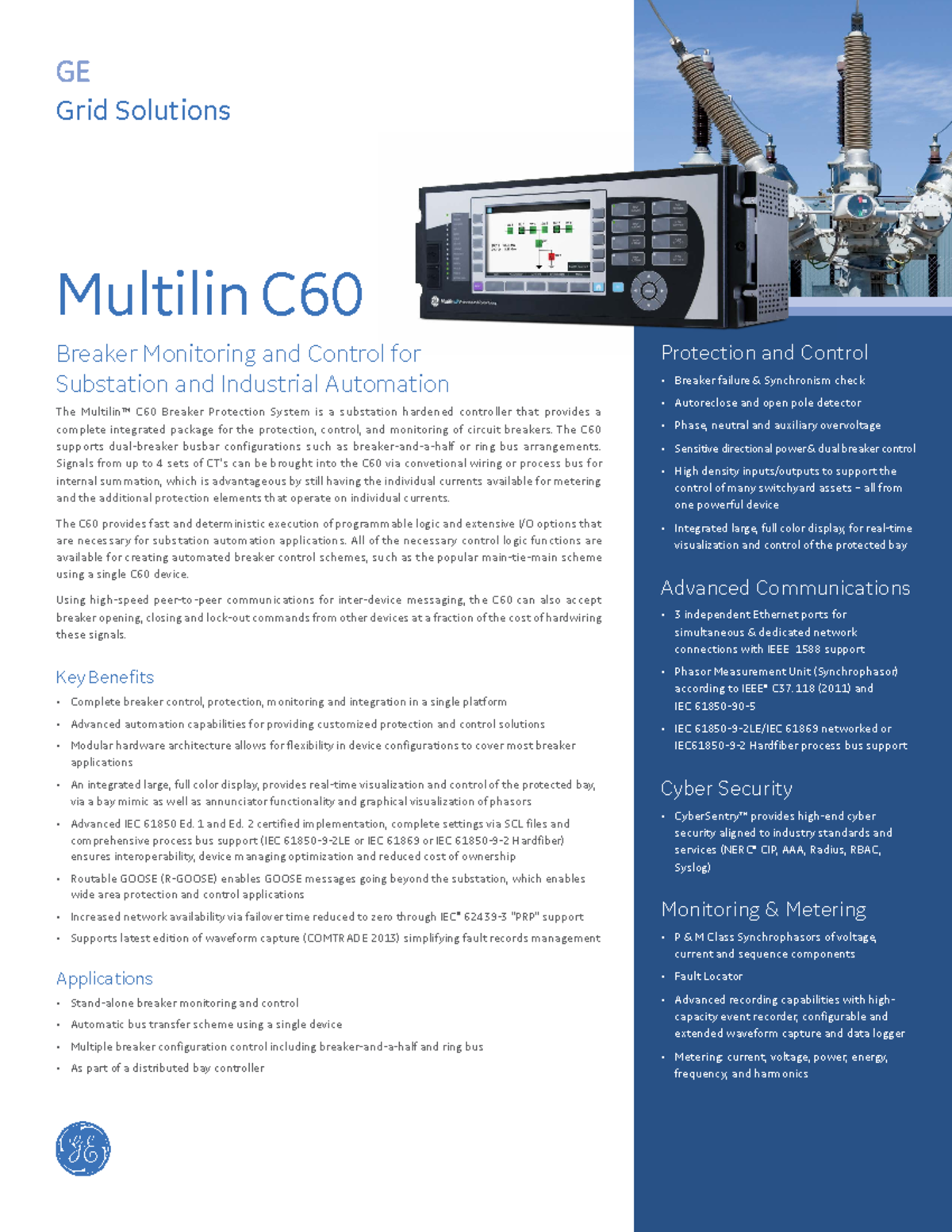Multilin C60 brochure EN 12654 K LTR 202303 - Grid Solutions Protection ...