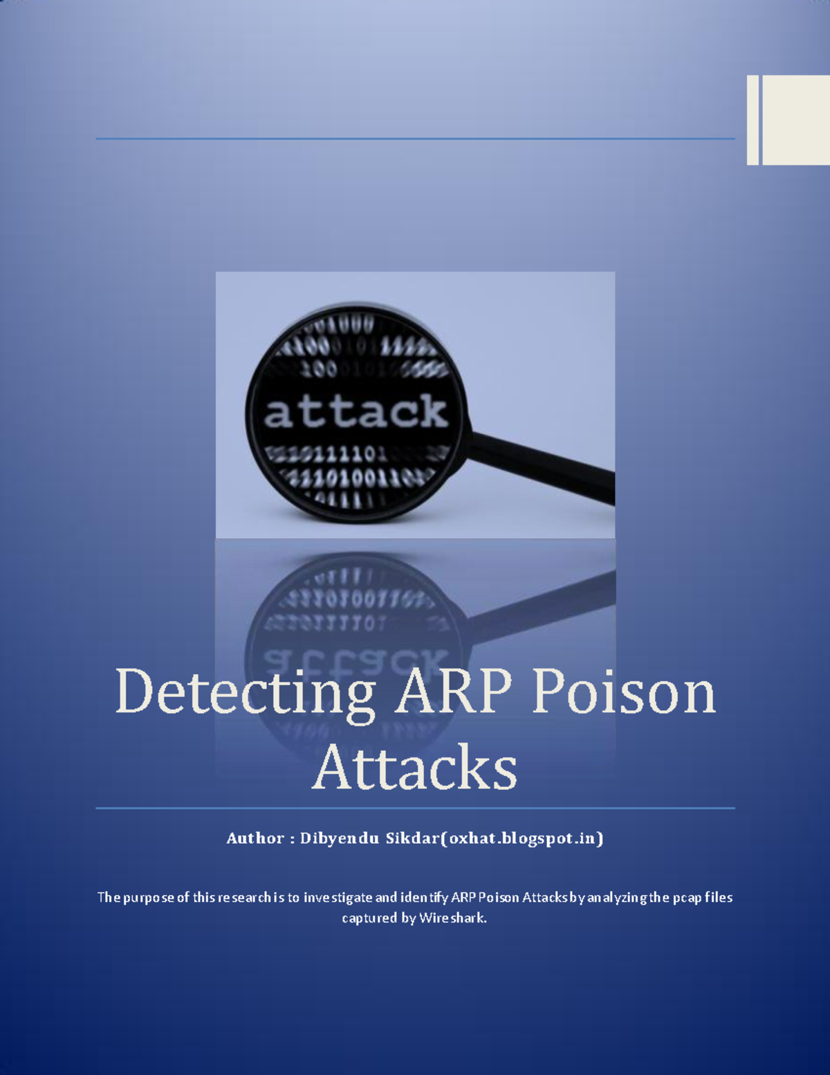 Detecting ARP Poisoning Attacks via PCAP Analysis - Studocu