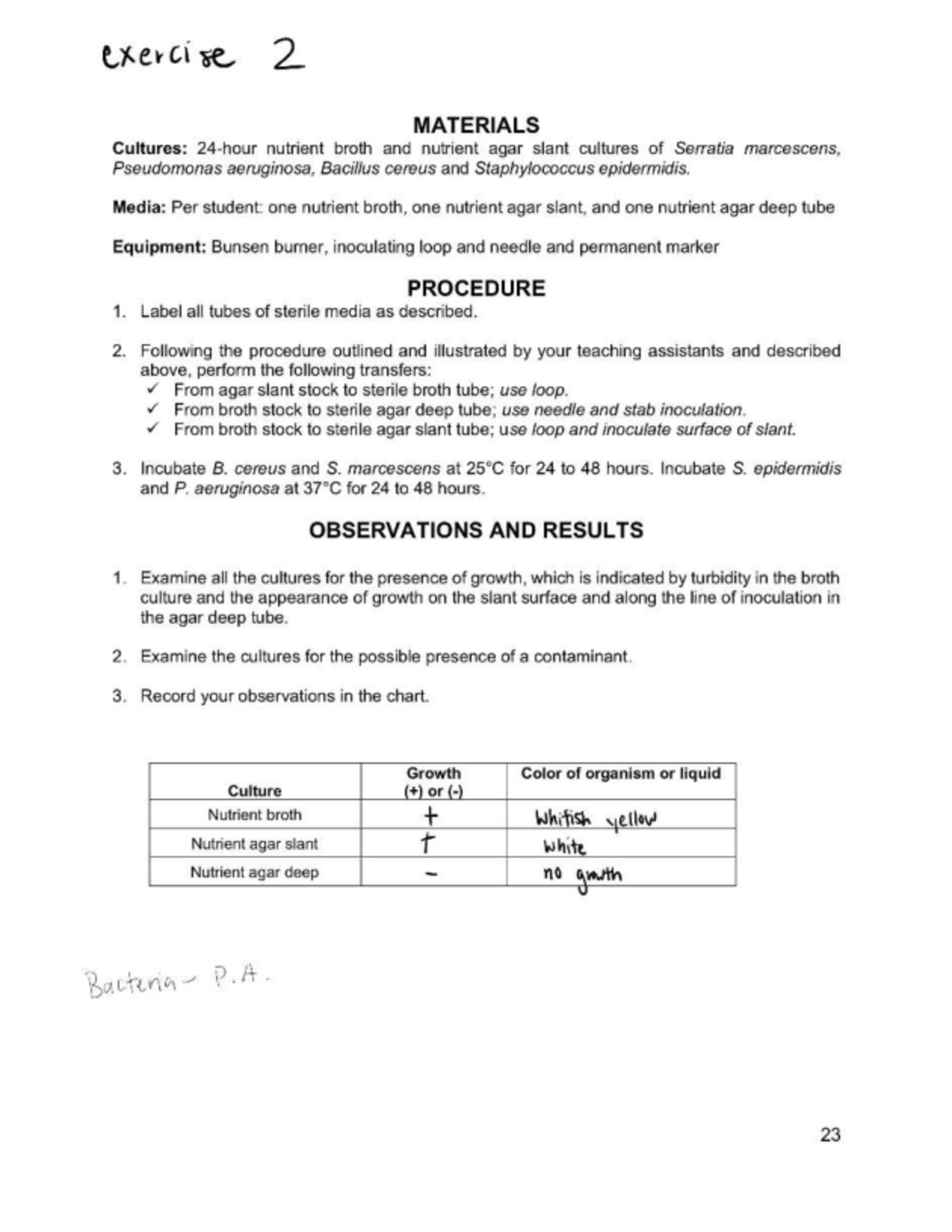 329 Lab Manual Spring 2026: Exercise 2 - Culturing Bacteria Techniques ...