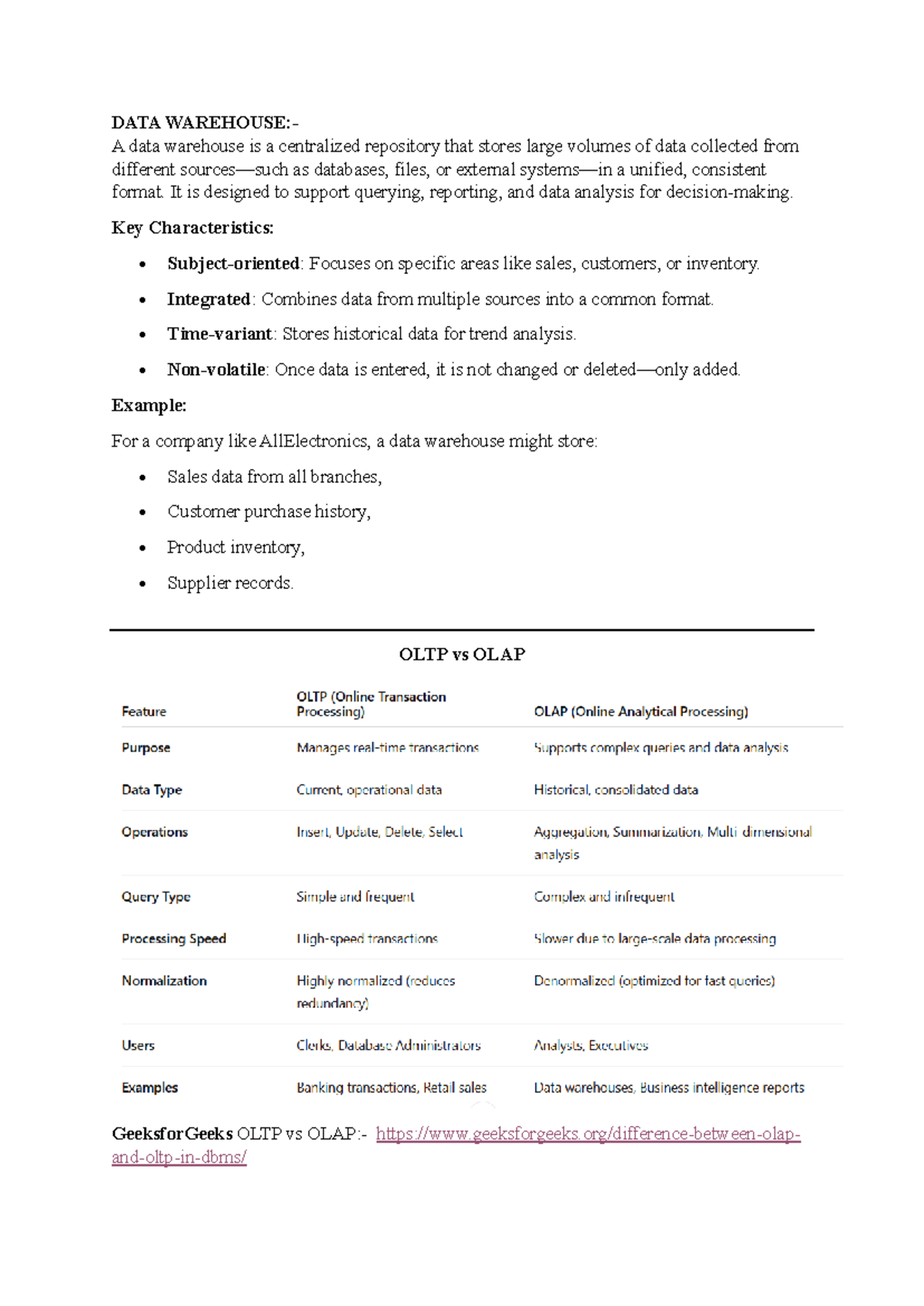 DM UNIT-1: Comprehensive Notes on Data Warehousing and Mining Concepts ...