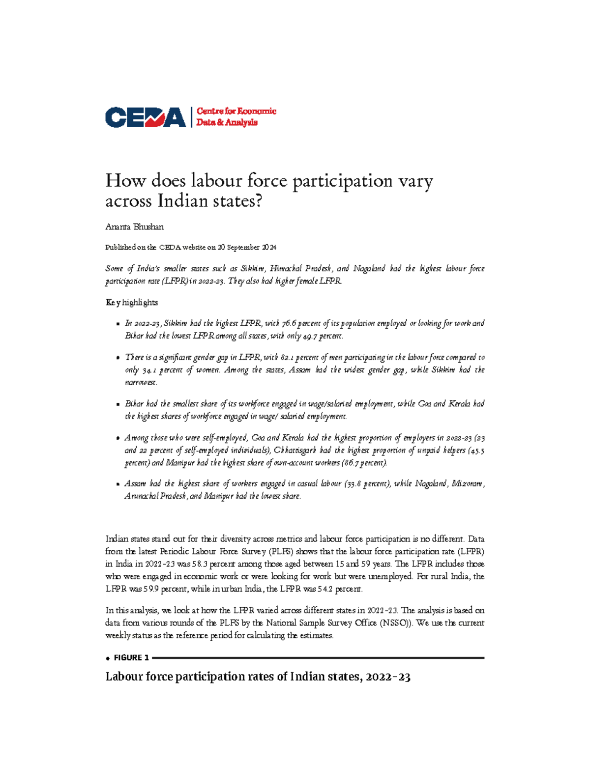 Labour Force Participation Rates Across Indian States: A CEDA Analysis ...