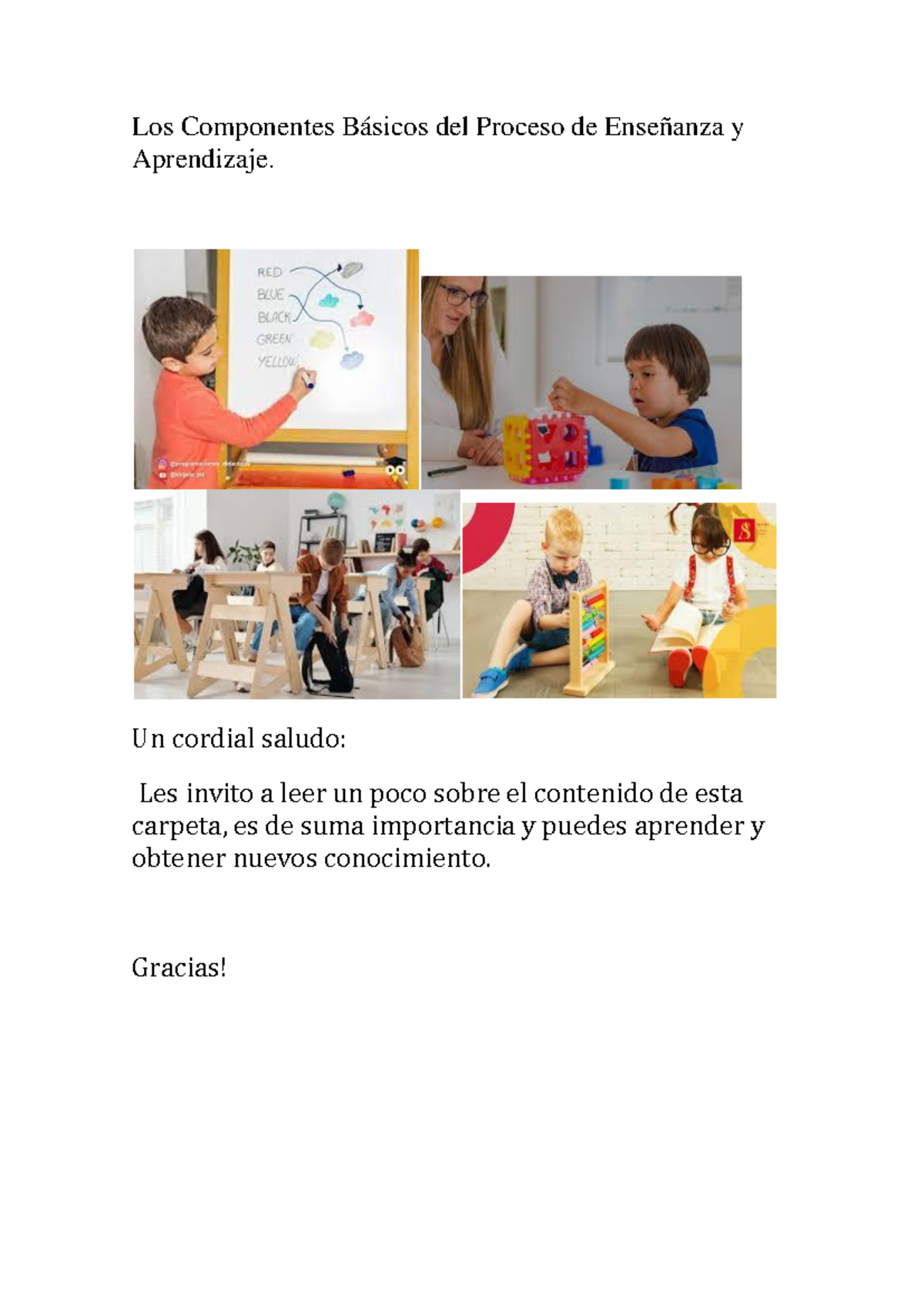 Componentes Básicos del Proceso de Enseñanza y Aprendizaje - Studocu
