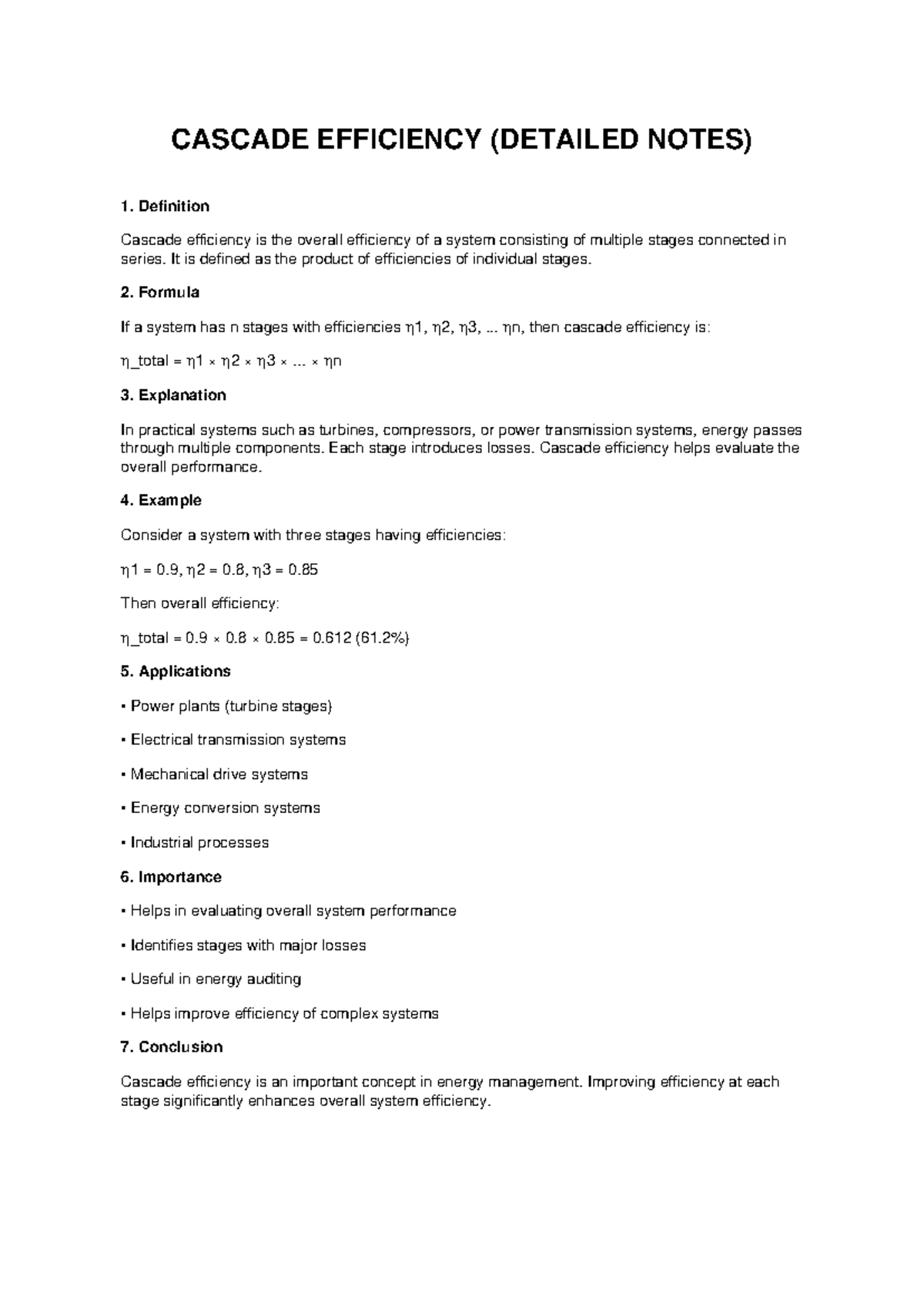 CASCADE EFFICIENCY (CASCADE NOTES) - KEY CONCEPTS & APPLICATIONS - Studocu