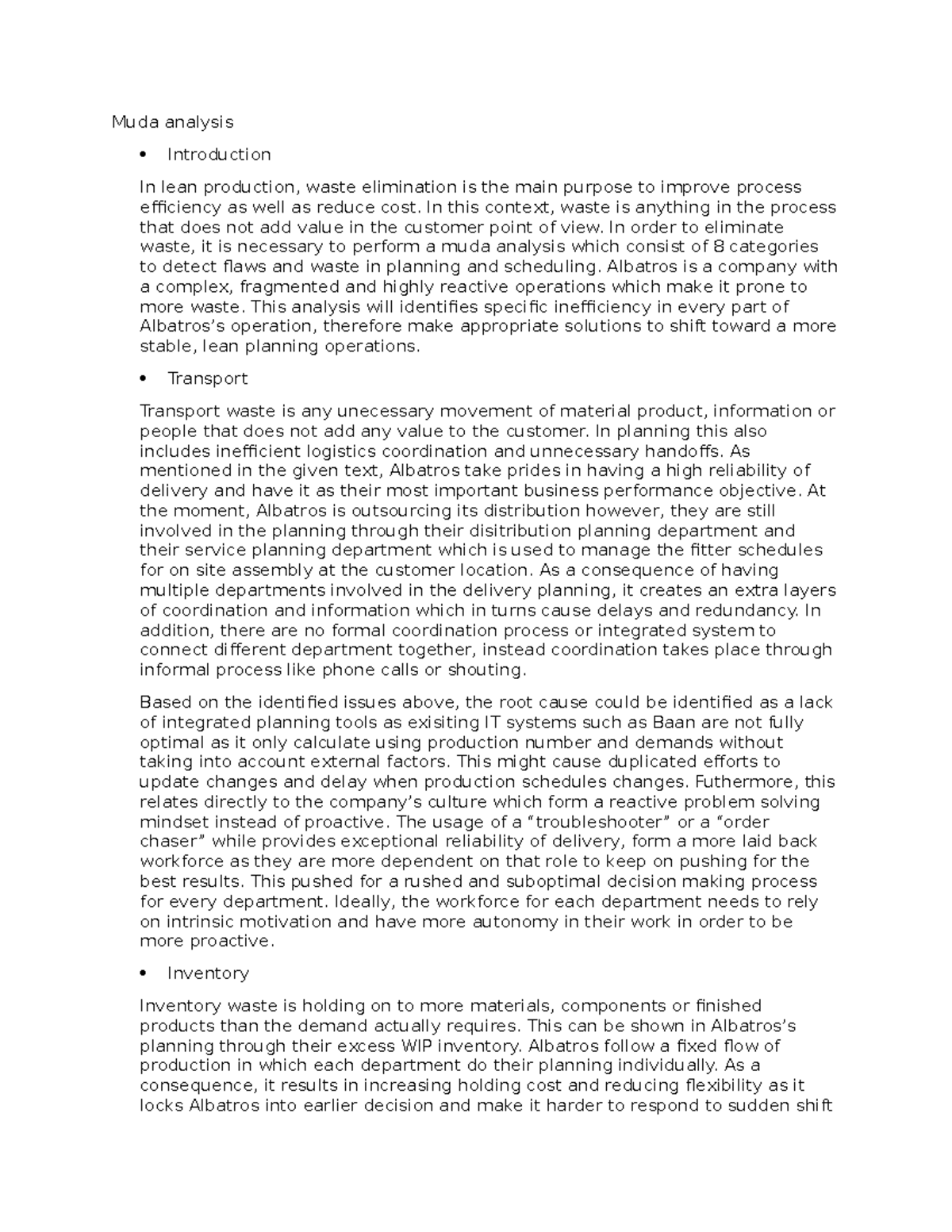 Muda Analysis: Identifying Waste in Lean Production (Course Code ...