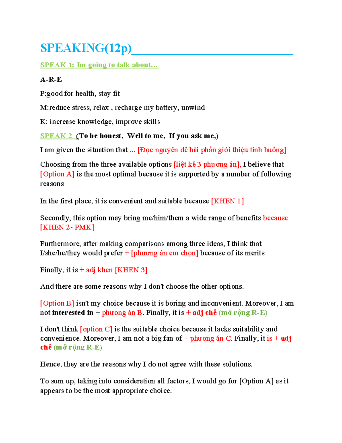 SPEAKING STRATEGIES (12p) - Comprehensive Guide - Studocu