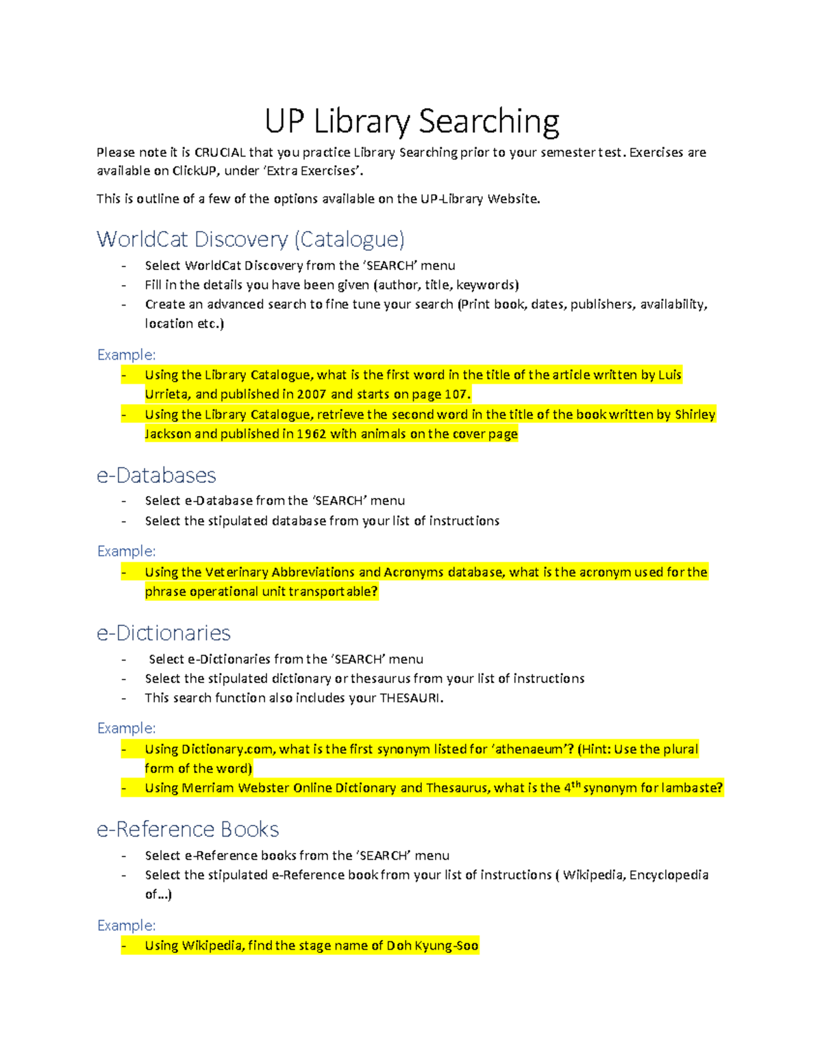 UP Library Searching - Essential Tips for Semester Test - Studocu