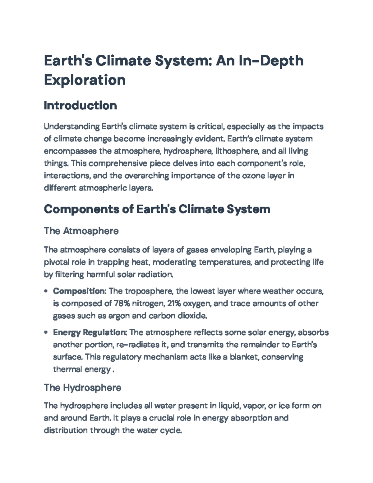 Earth's Climate System: Components, Ozone Layer & Dynamics Explained ...