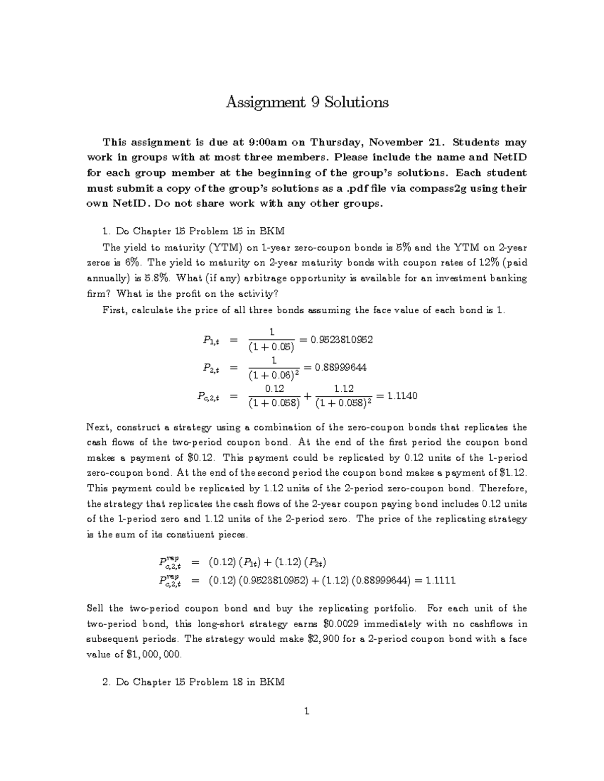 Assignment 9sol 241121 - Assignment 9 Solutions This assignment is due ...