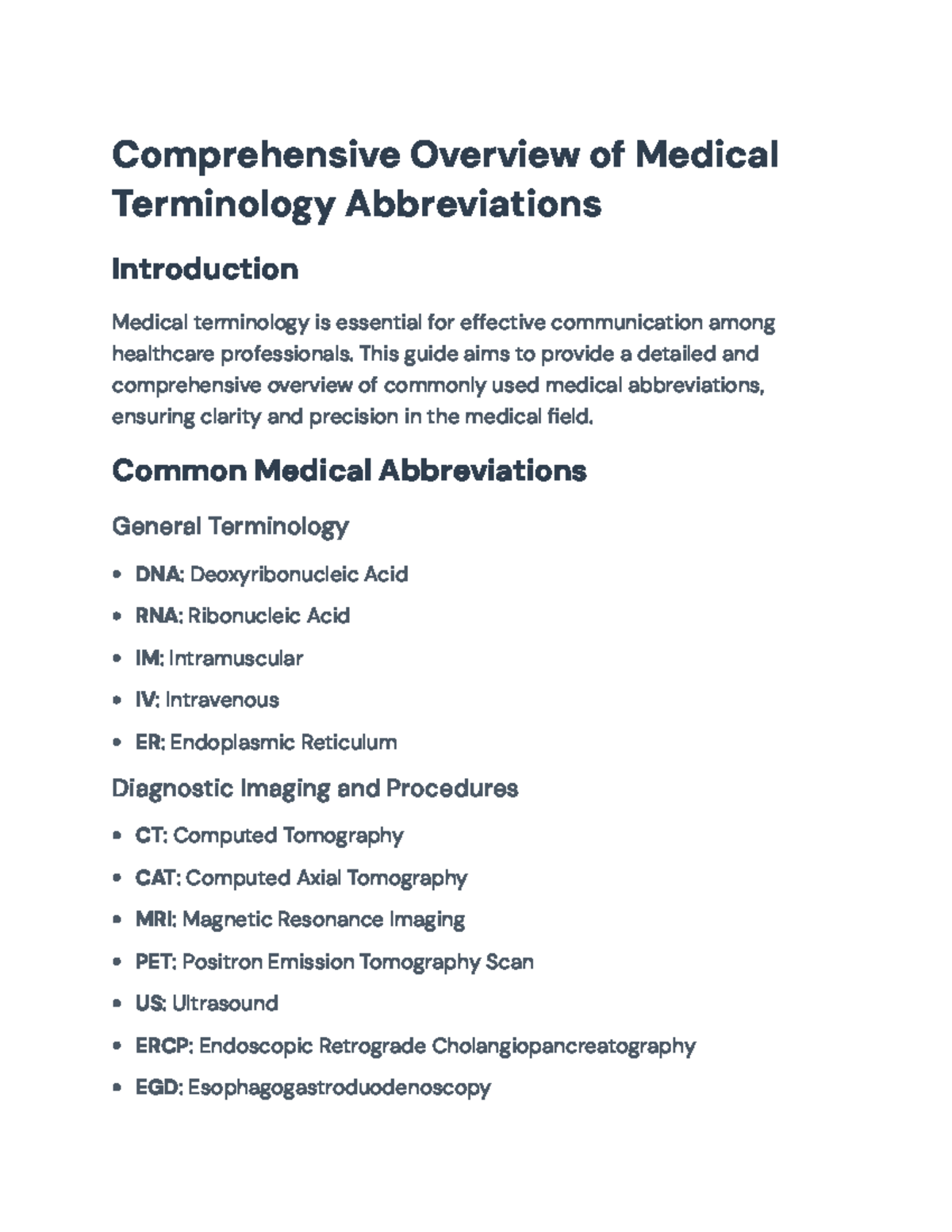 Comprehensive Guide to Medical Terminology Abbreviations ...