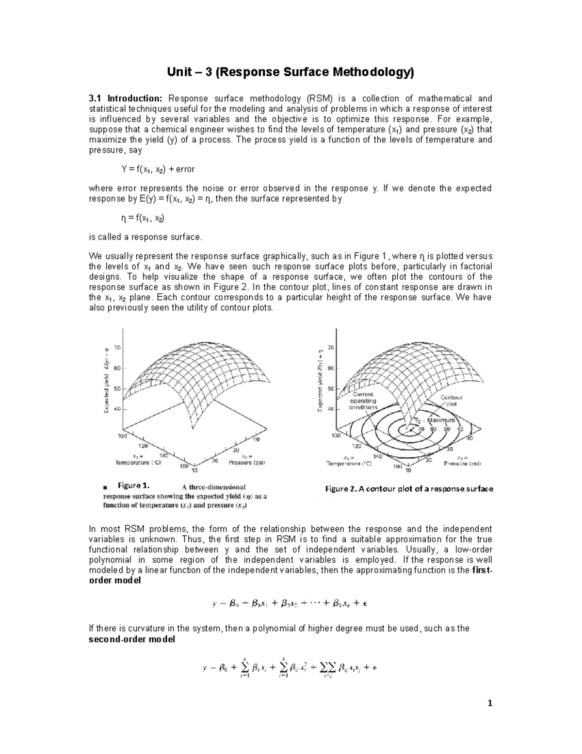 Unit 3: Response Surface Methodology - Introduction and Applications ...