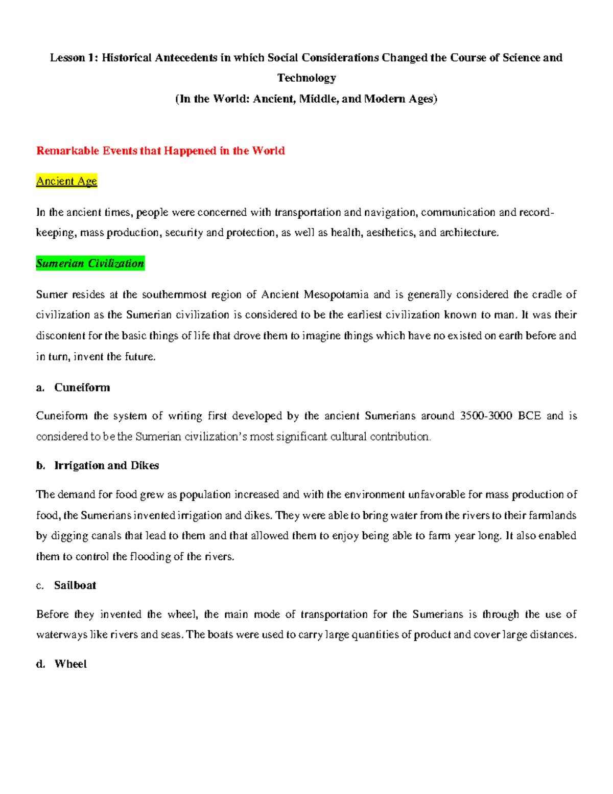 STS- Lesson 1: Historical Antecedents in Science & Technology - Studocu