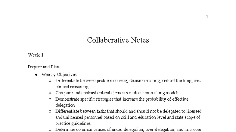 NR 446 - Collaborative Lecture Notes: Leadership, Delegation, and ...