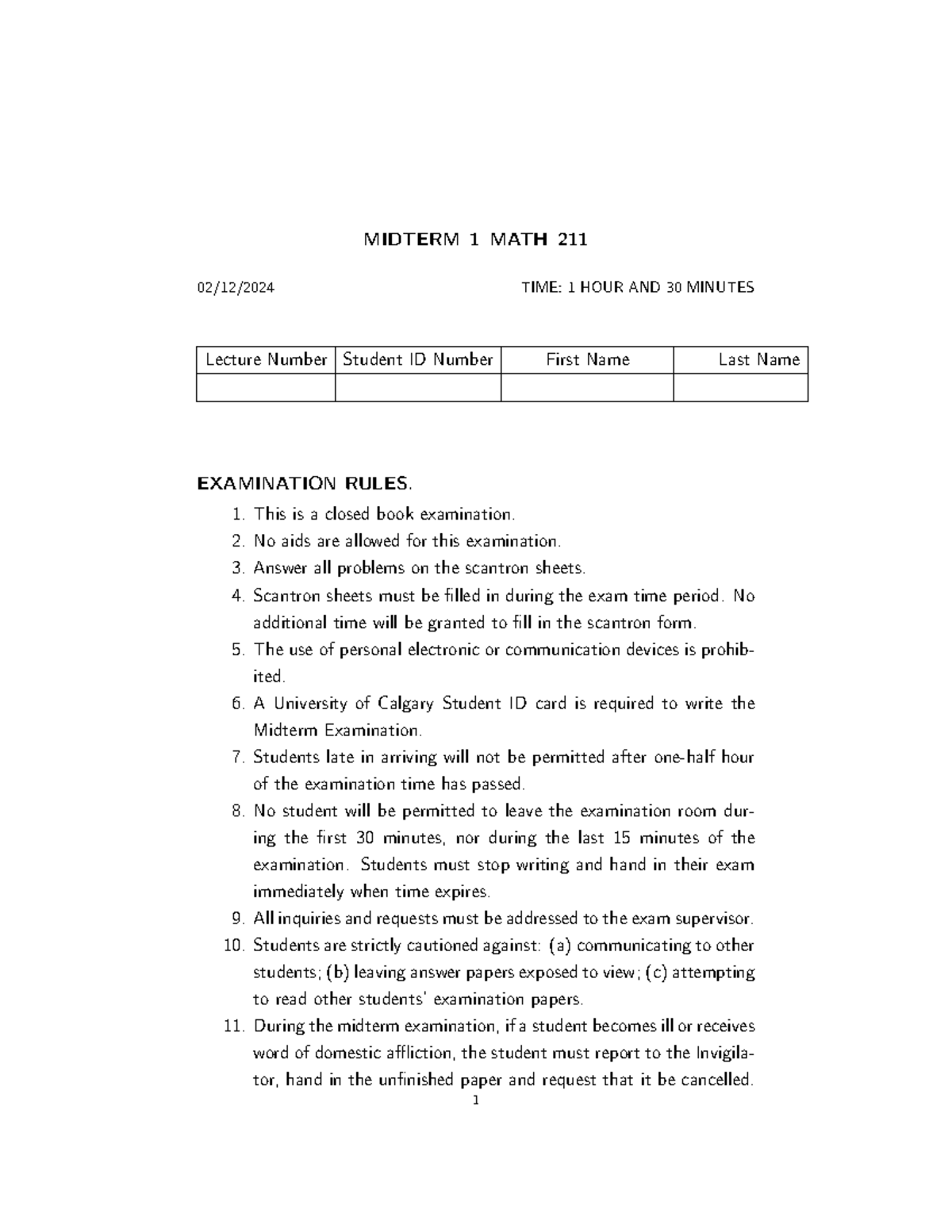 Midterm 1 Solutions W2024 - 02/12/2024 TIME: 1 HOUR AND 30 MINUTES ...