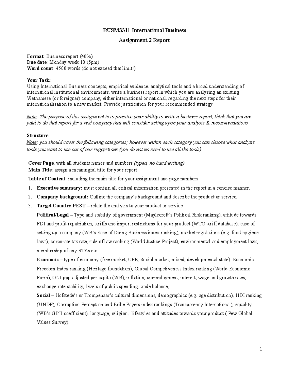 Assignment 2 - IB - BUSM3311 International Business Assignment 2 Report ...
