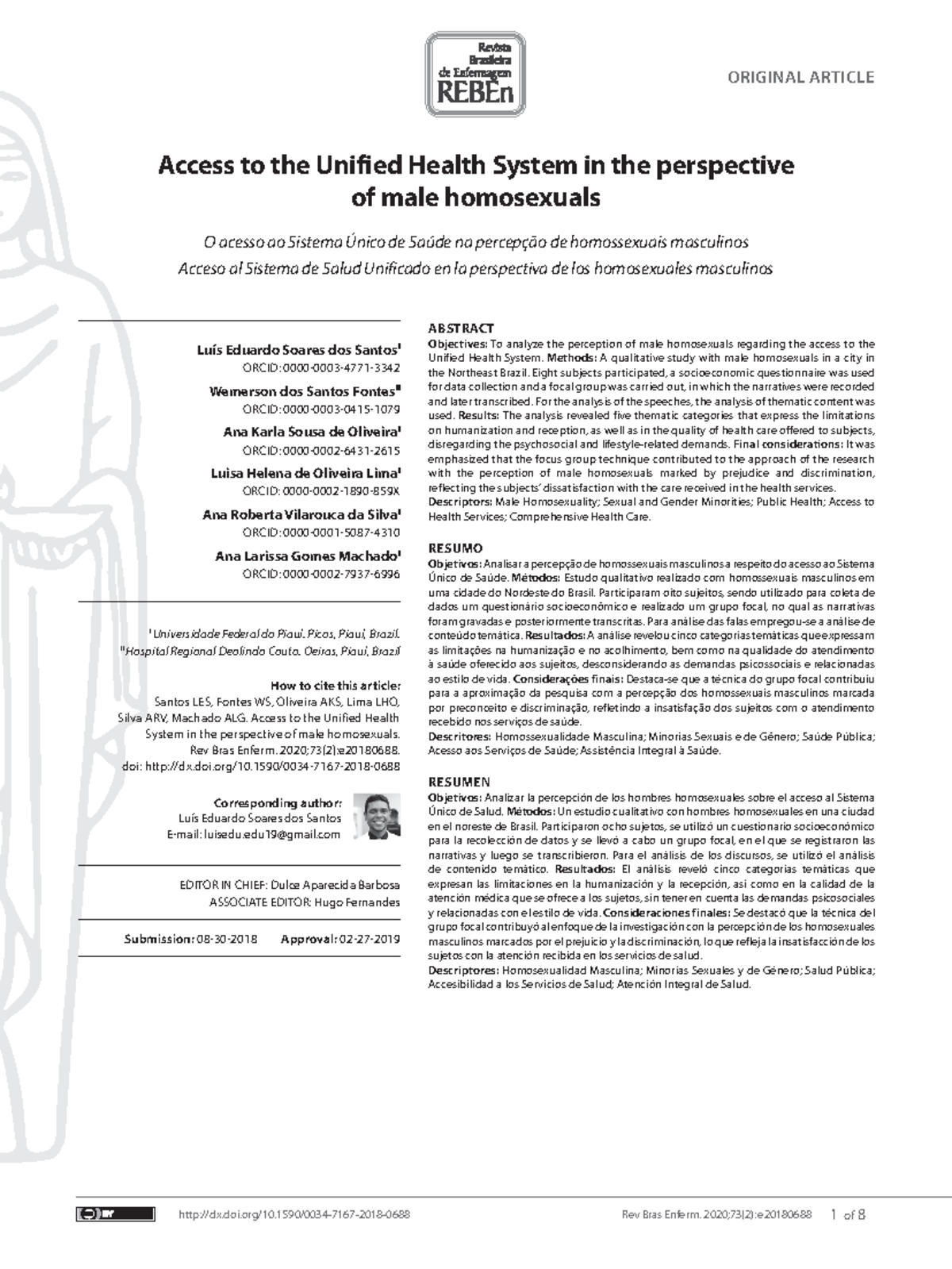 Access to the Unified Health System: Male Homosexuals' Perspectives ...