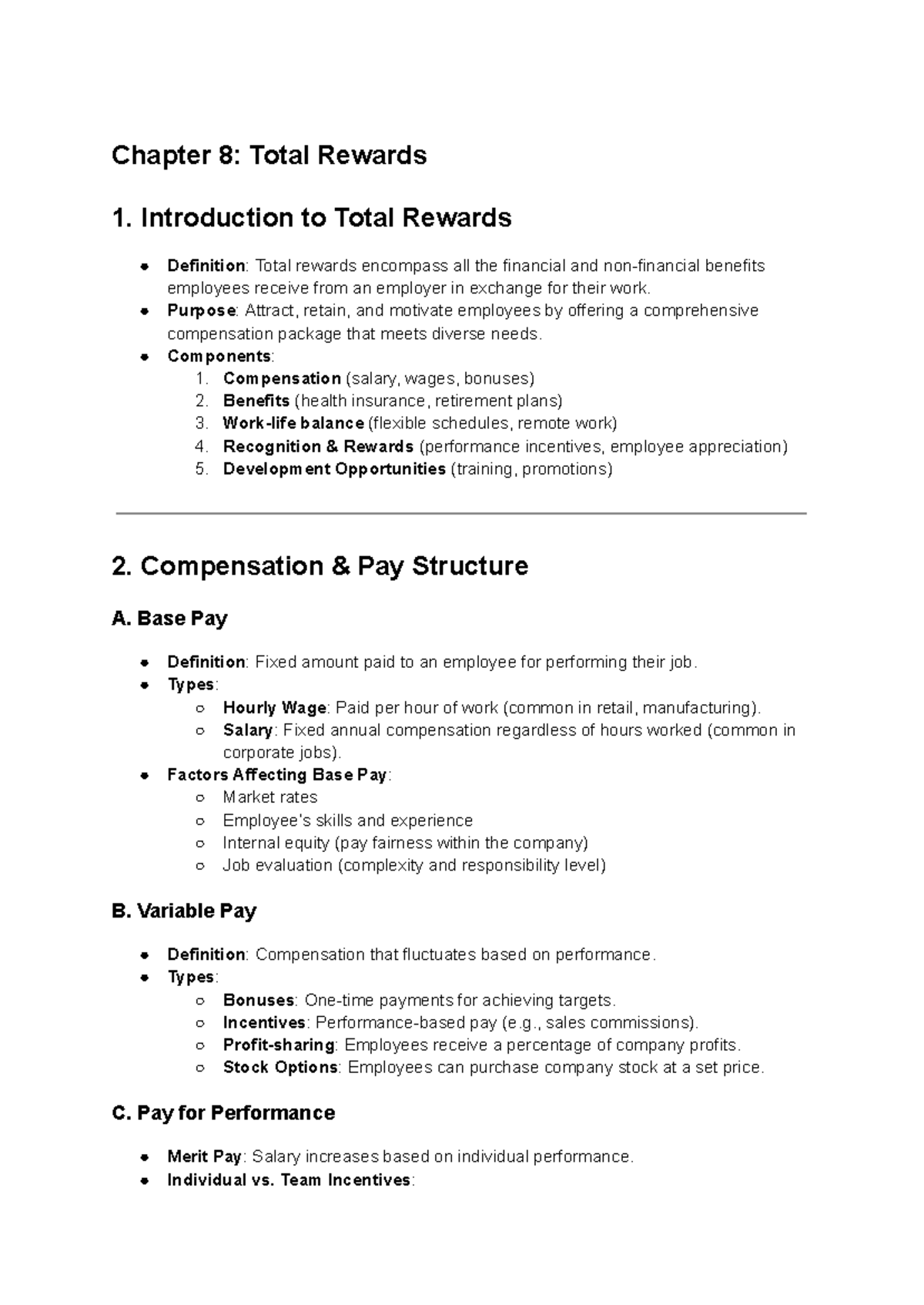 Chapter 8 Total Rewards - Detailed Notes - Chapter 8: Total Rewards 1 ...