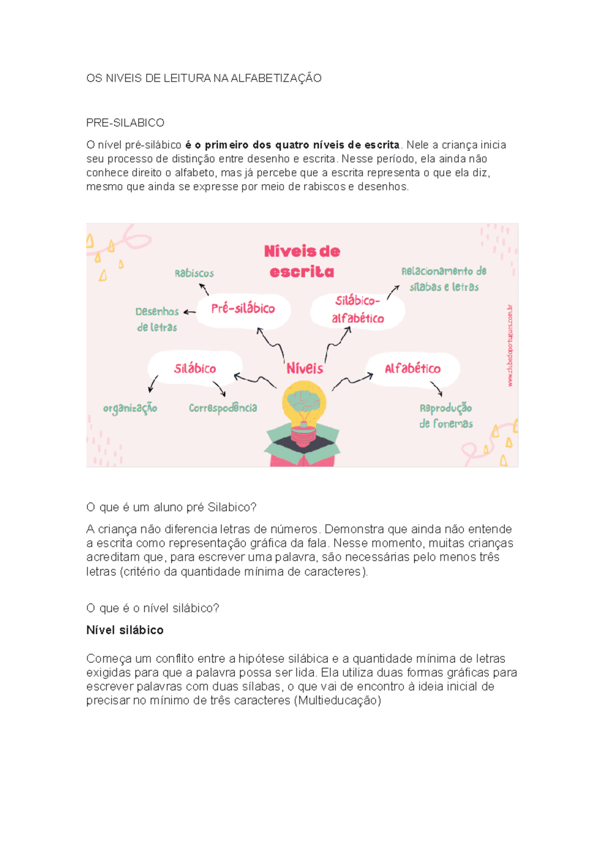 OS Niveis DE Leitura NA Alfabetização - OS NIVEIS DE LEITURA NA ...