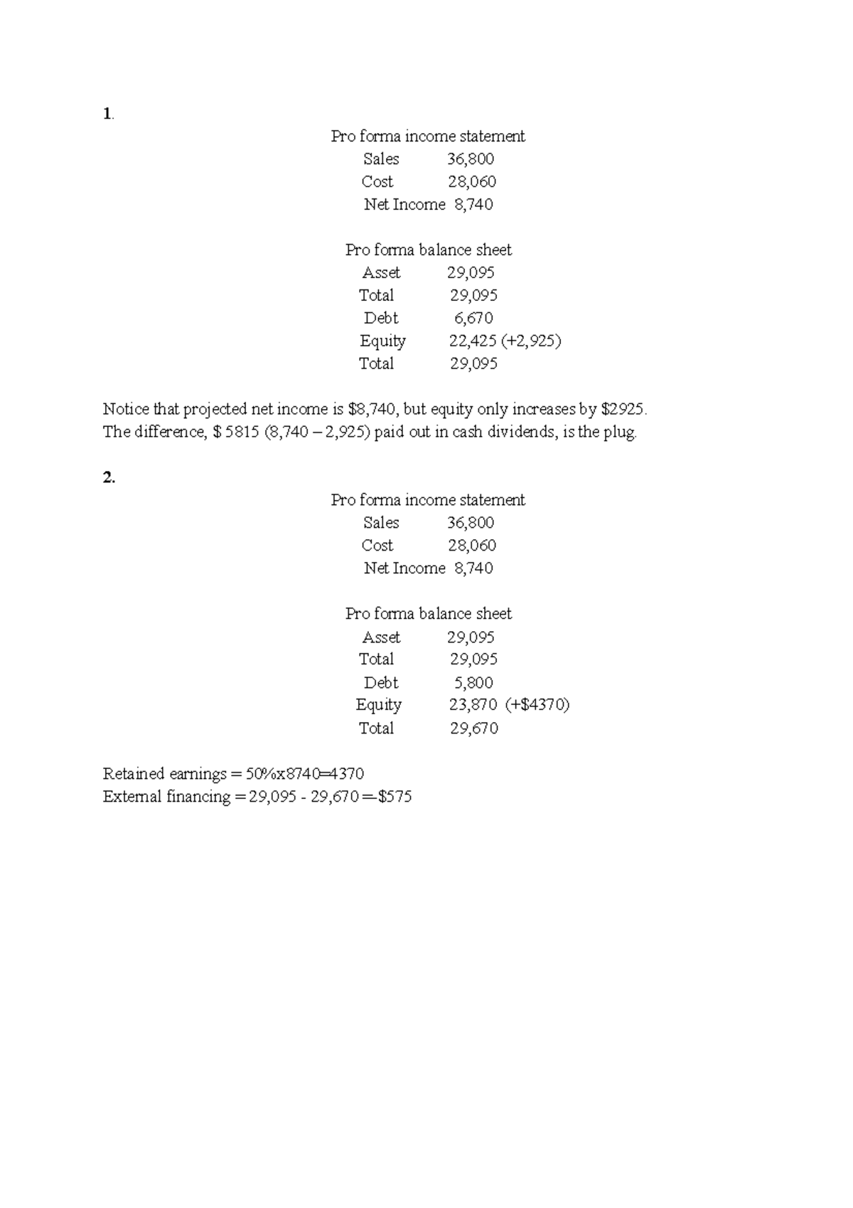 Finance Chapter 3: Pro Forma Statements and Financial Ratios Analysis ...