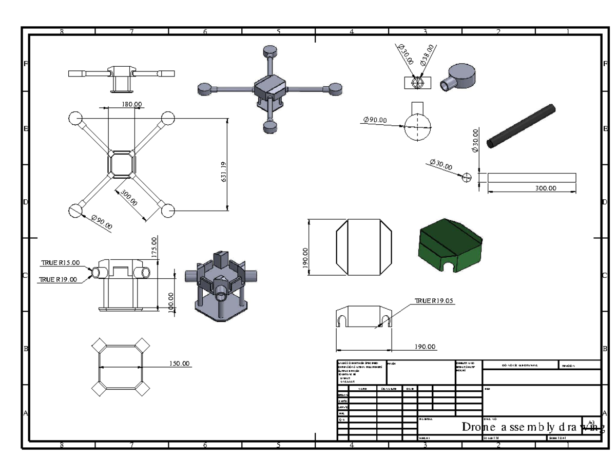 Drone assembly drawing - Sheet 1 - Calculus I - 2 FINISH:DO NOT SCALE ...