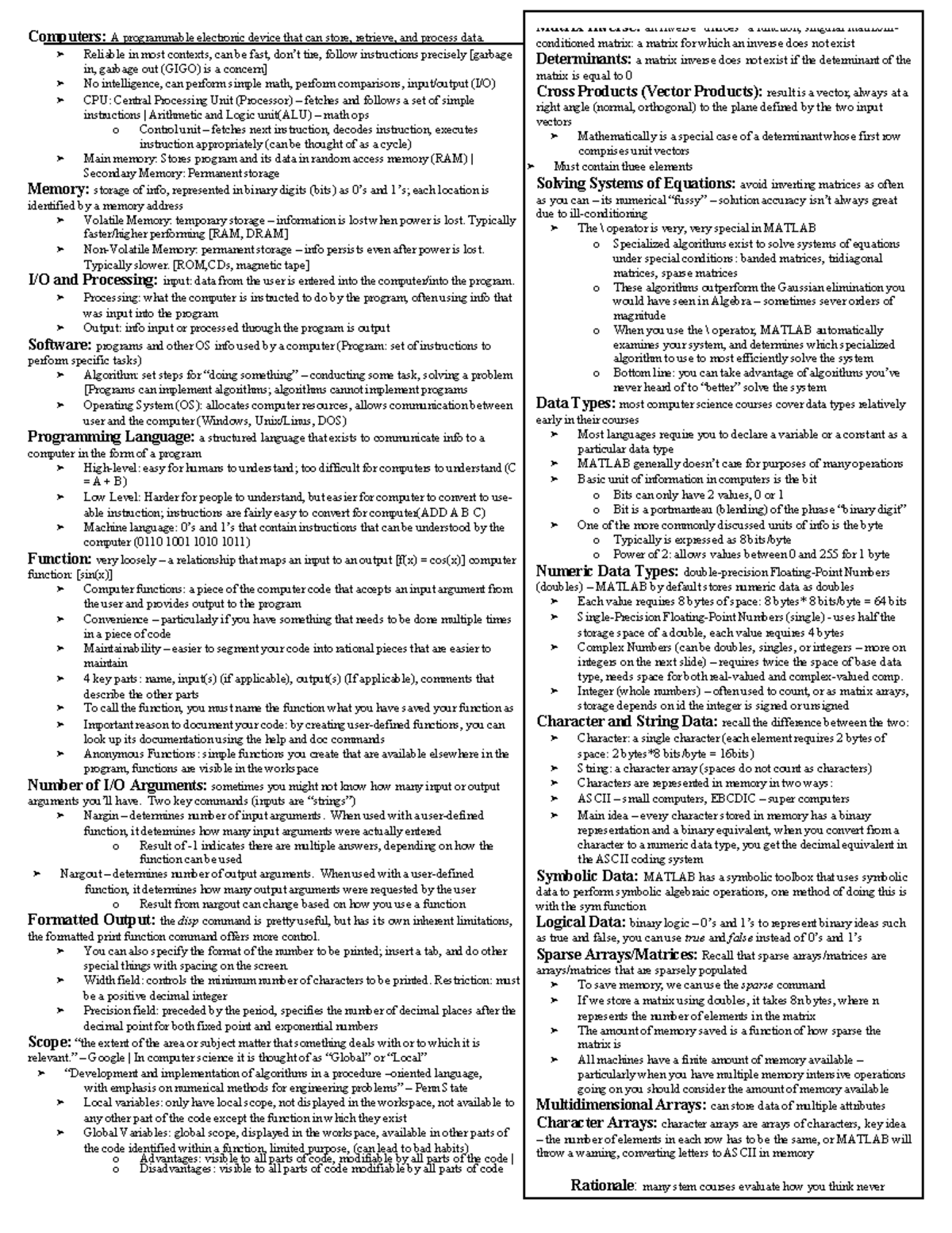 COMP 101: Final Exam Notes on Computer Science Fundamentals - Studocu