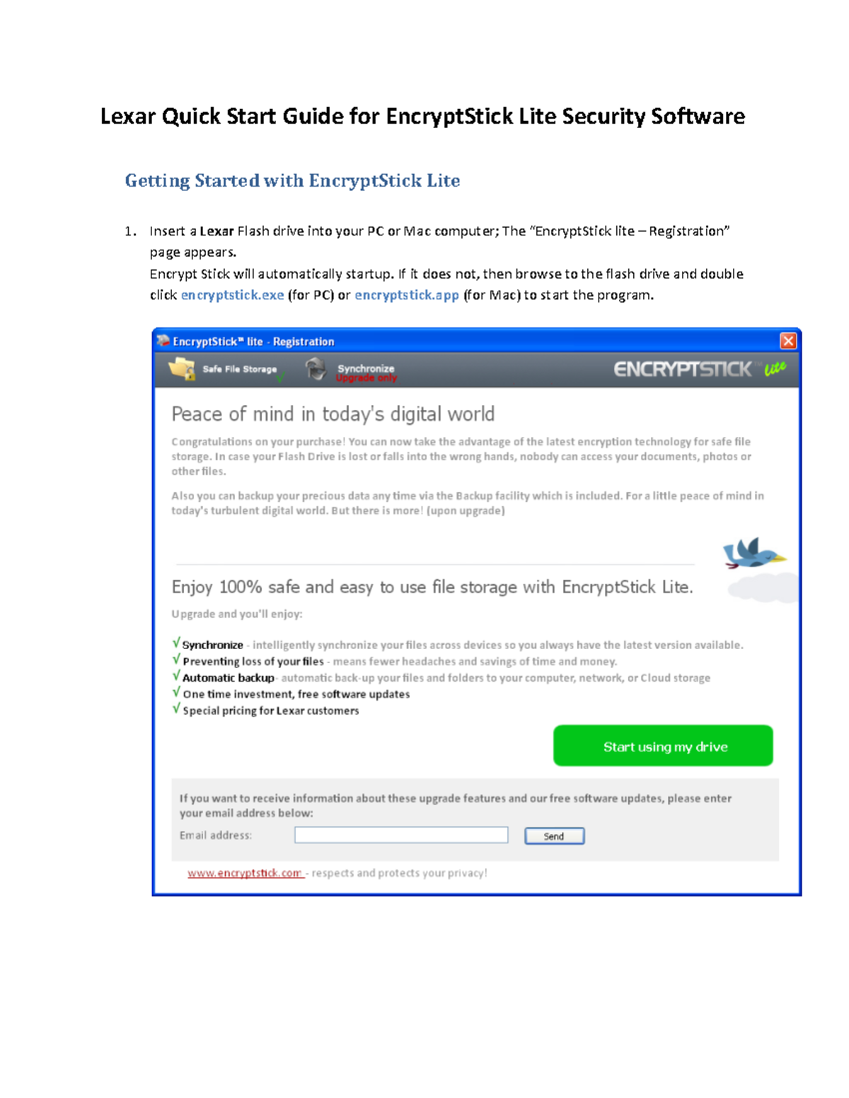 Lexar EncryptStick Lite Quick Start Guide v6 - User Instructions - Studocu