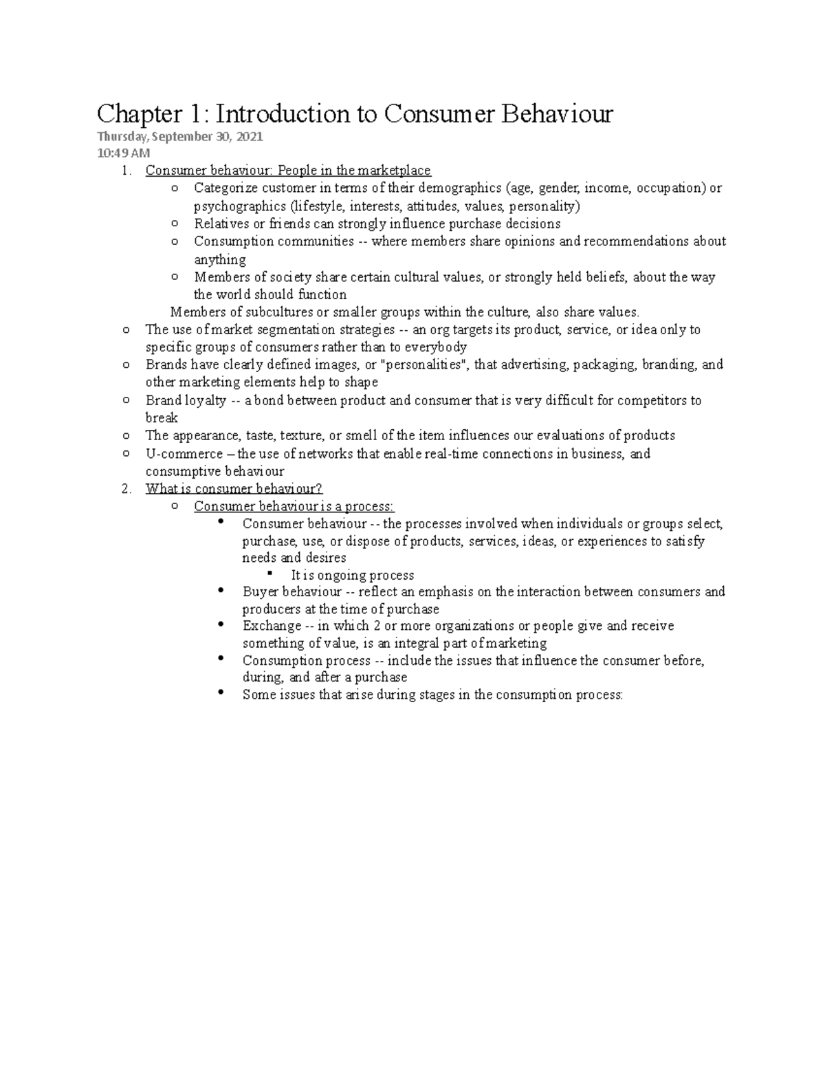 ADM 3321 Final Exam Study Notes on Consumer Behaviour Insights - Studocu