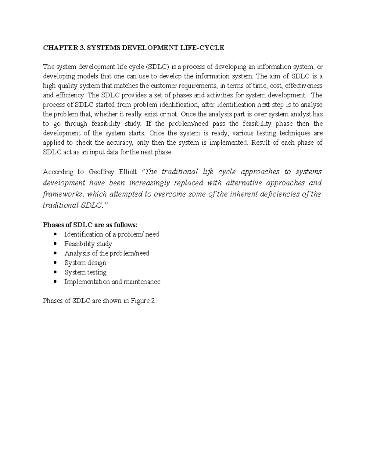 Chapter 3: Overview of the Systems Development Life Cycle (AIS) - Studocu