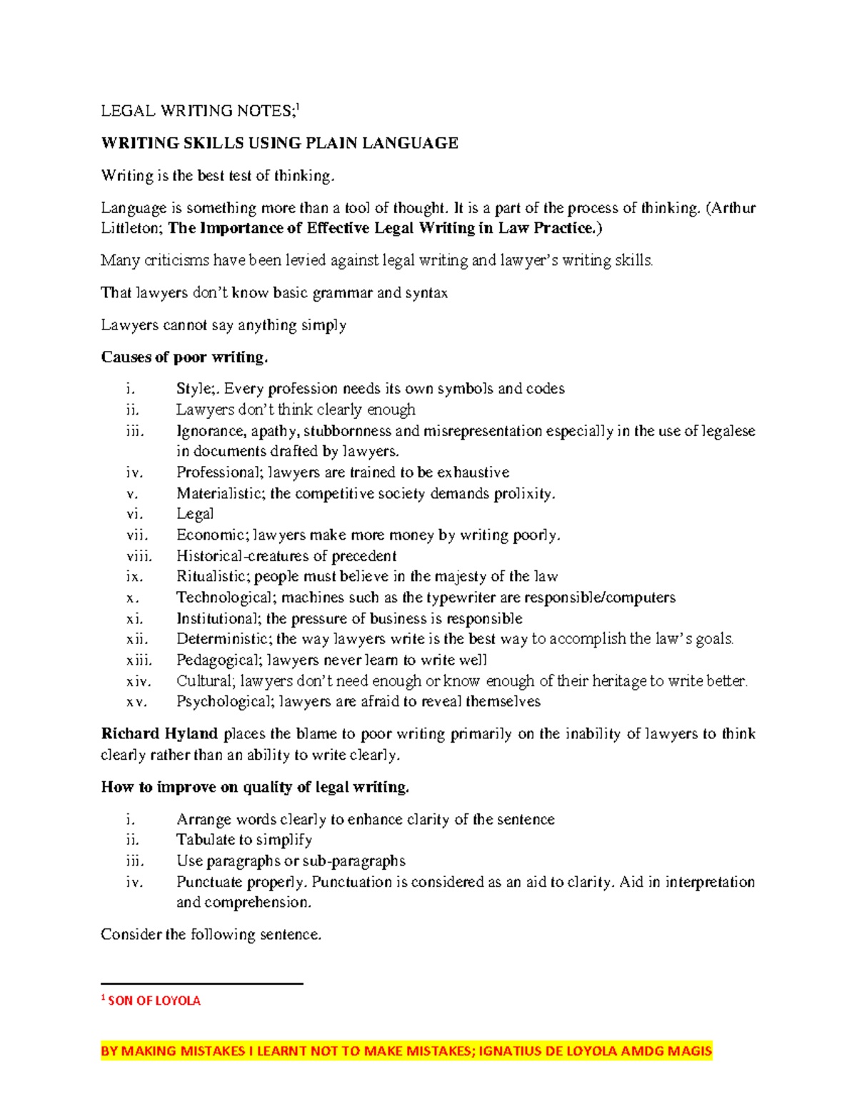 Legal Writing Skills: Enhancing Clarity and Precision (LDC SOL 2019-5 ...