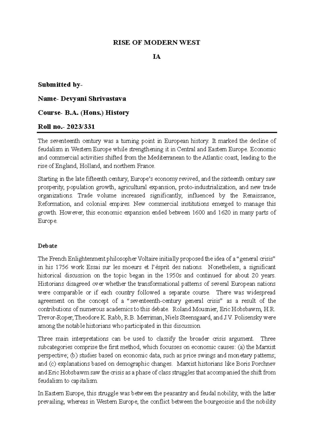Seventeenth Century General Crisis in Europe: Insights & Analysis - Studocu
