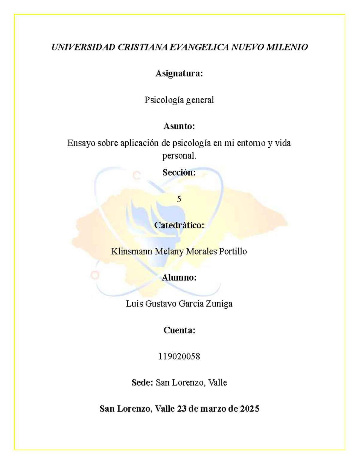 Ensayo sobre la Aplicación de la Psicología en la Vida Personal - PSIC ...