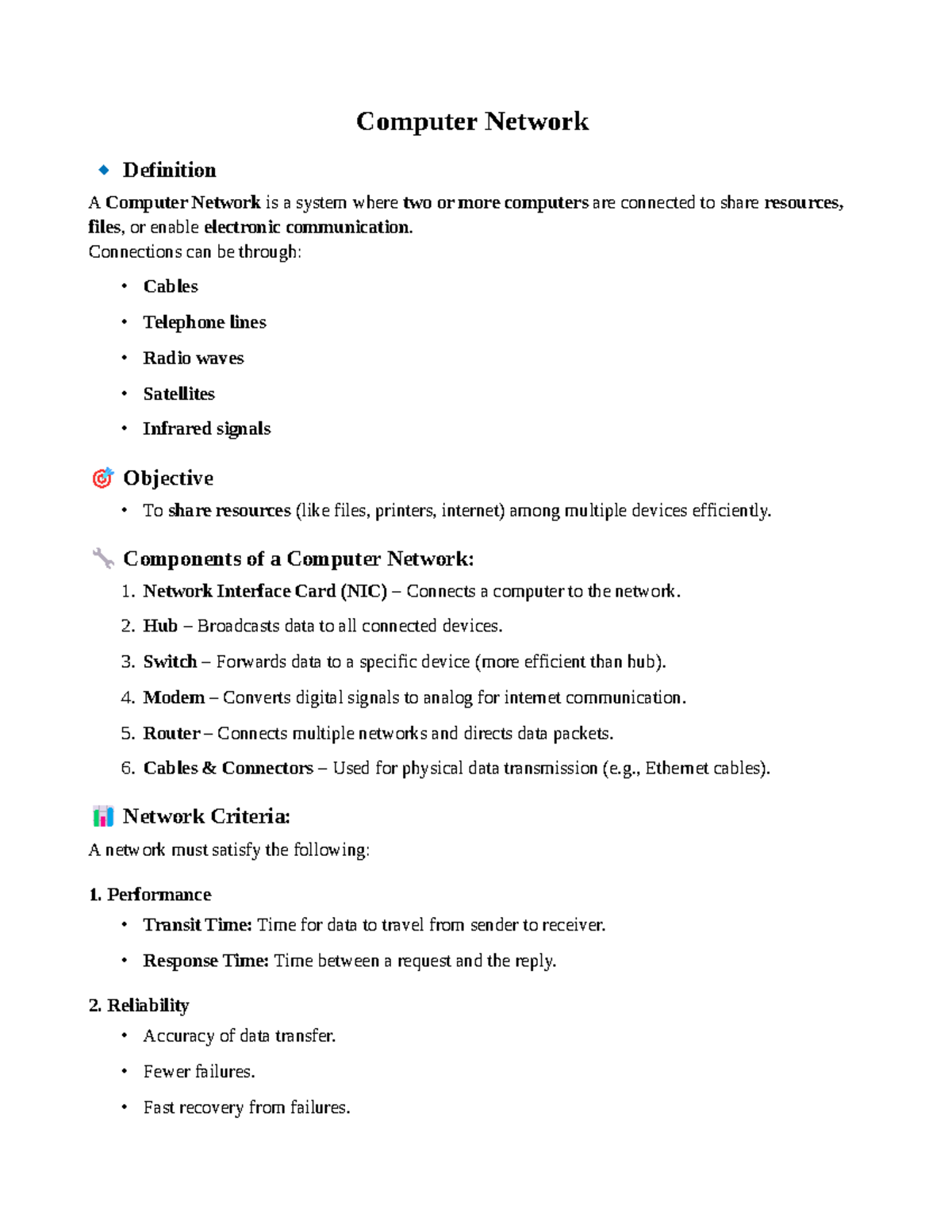 Computer Network Overview: Definitions, Components, and Types - Studocu