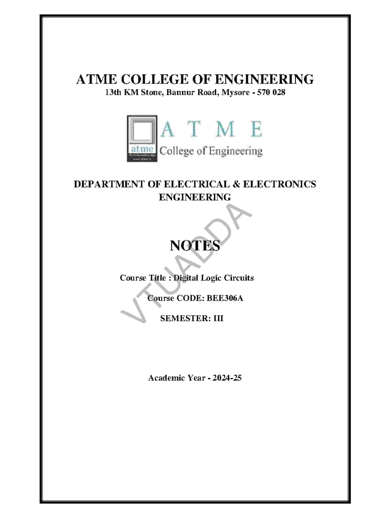 Digital Logic Circuits (BEE306A) Lecture Notes - Studocu