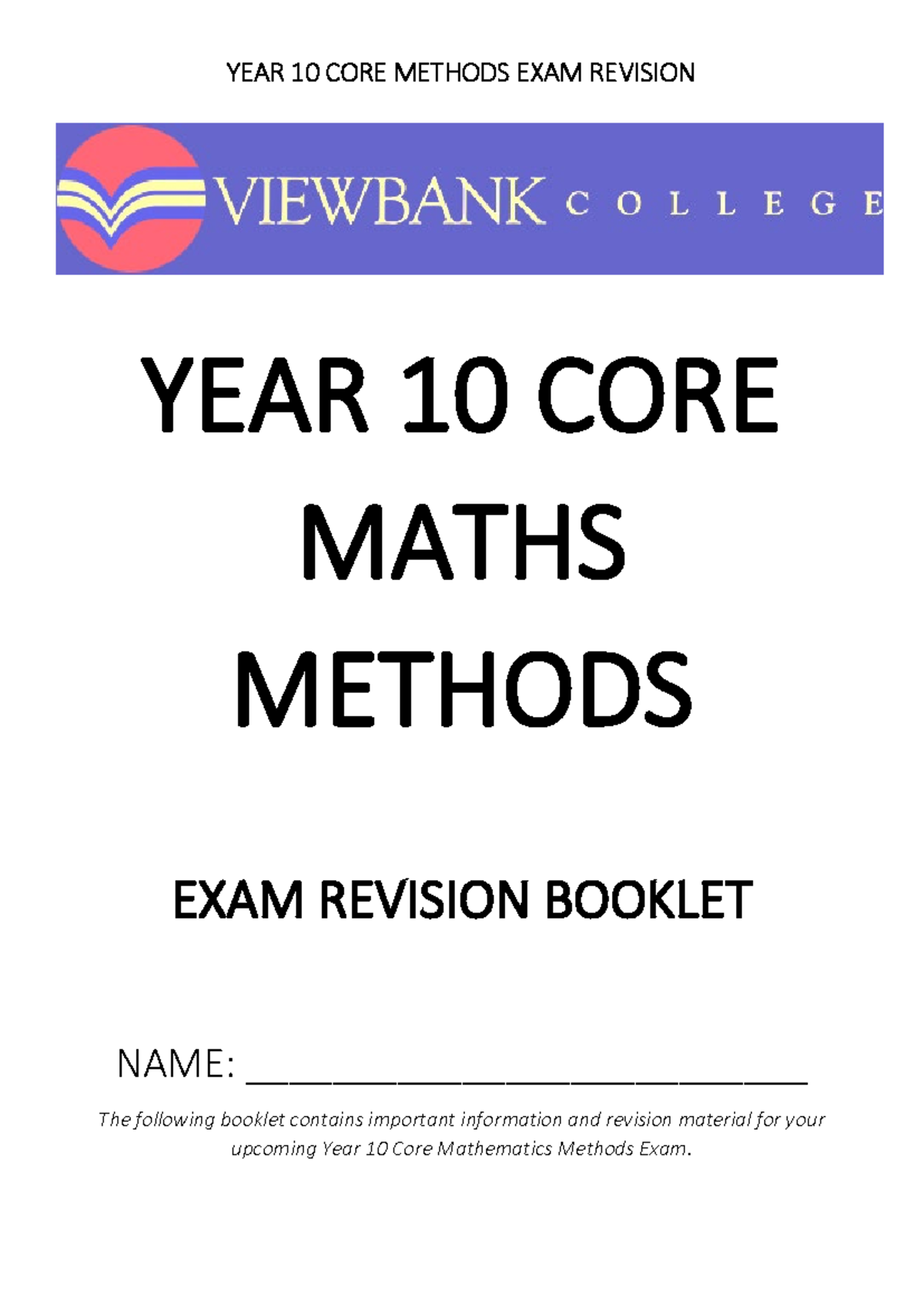 Year 10 Maths Methods Semester 2 Exam Revision Guide (2023) - Studocu
