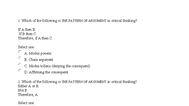 Sample TEST - Critical Thinking Patterns and Fallacies (ENDCT CLC015 ...