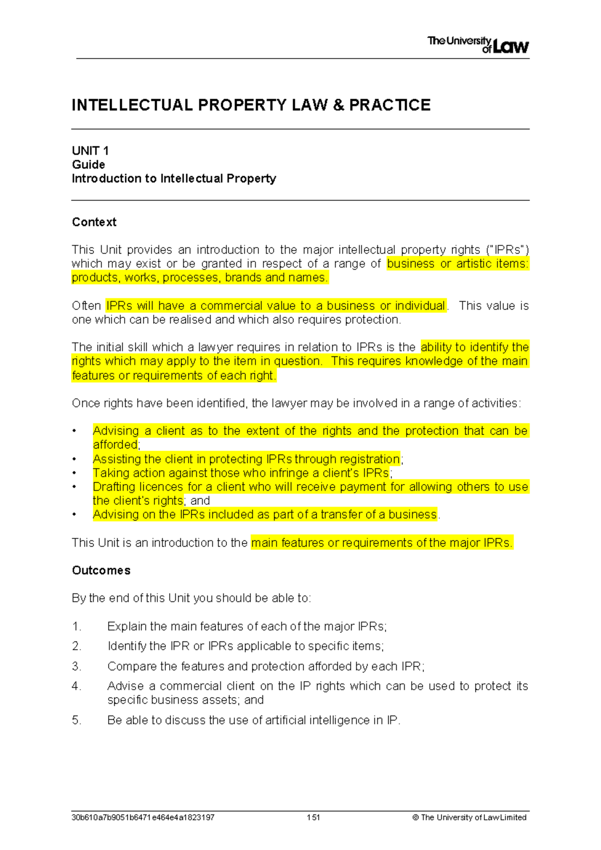 IP LAW PRACTICE UNIT 1: Introduction to Intellectual Property Rights ...