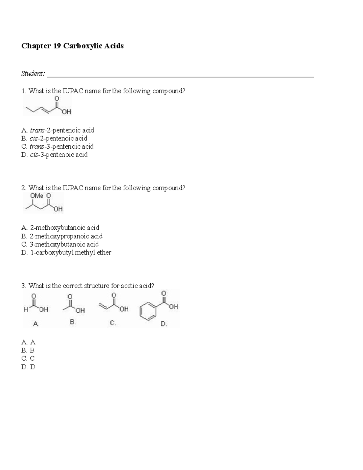 Carboxylic Acids Chapter 19 - Study Guide and Solutions - Studocu