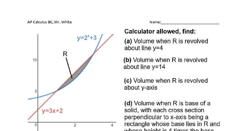 AP Calculus BC: Volume Integral Practice Questions - Studocu