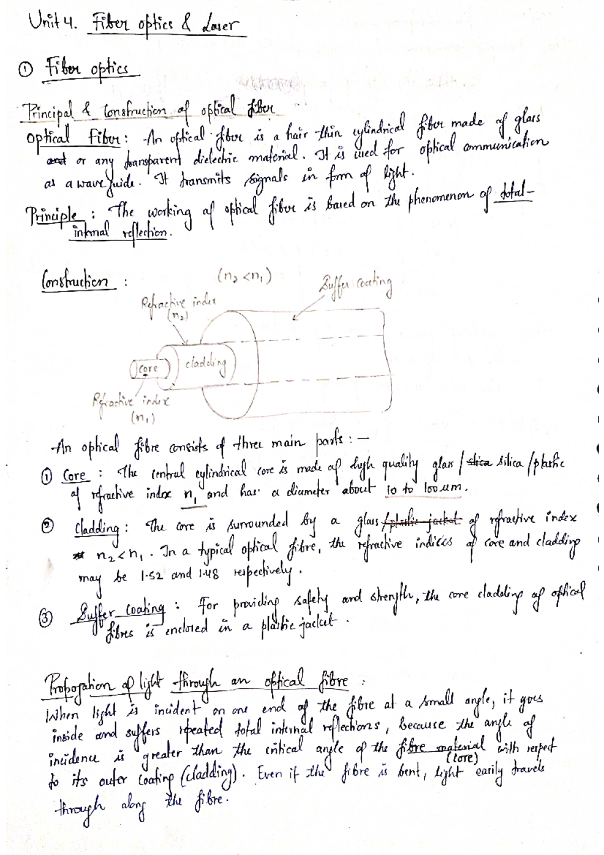 Unit 4: Fiber Optics and Laser Principles - Studocu