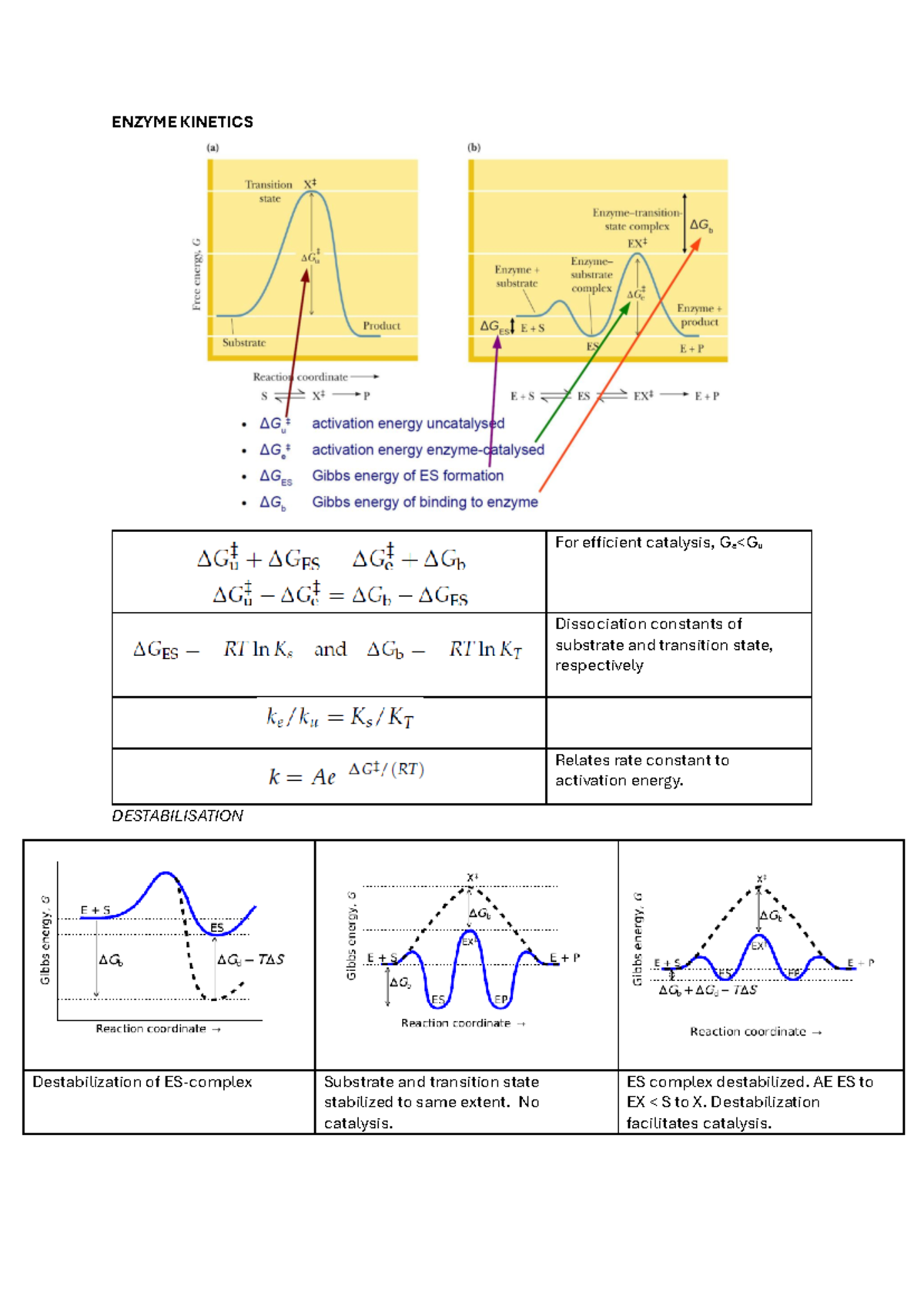 Cheat Sheet Systems Biology - ENZYME KINETICS For efficient catalysis, Ge