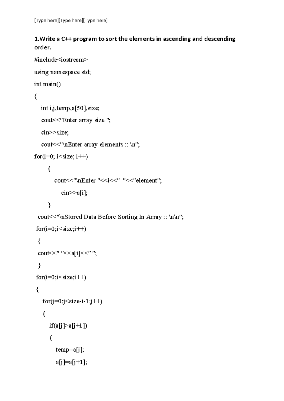 C++ Codes - Programming Lab Exercises and Examples - Studocu