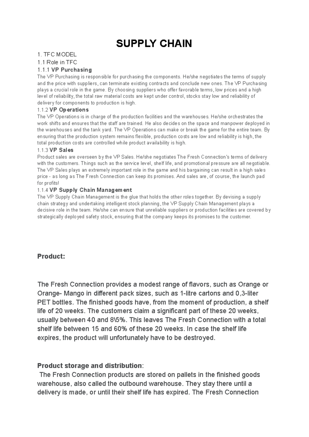 TFC Model in Supply Chain Management: Key Roles & Processes - Studocu