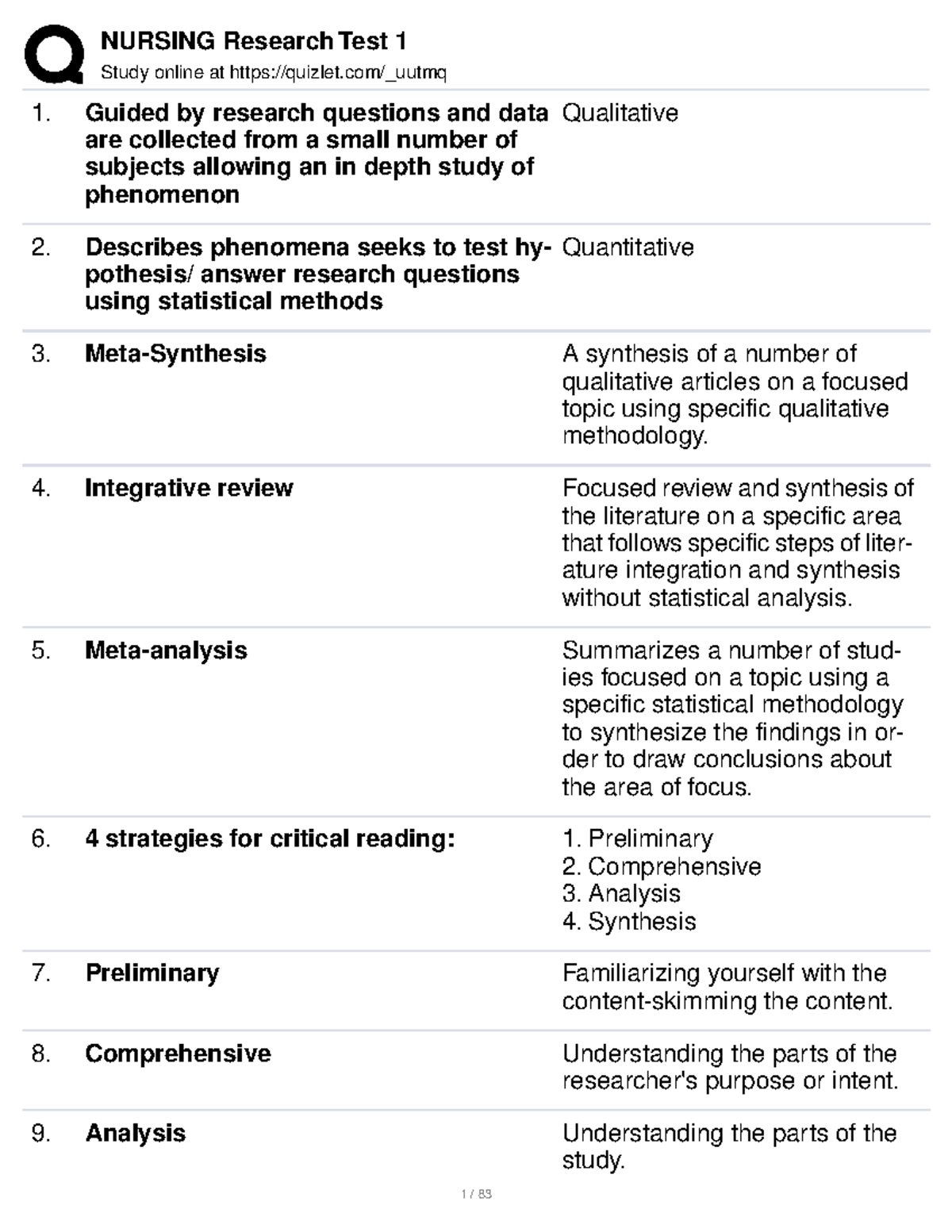 Quizlet research test 1 - Study online at quizlet/_uutmq Guided by ...