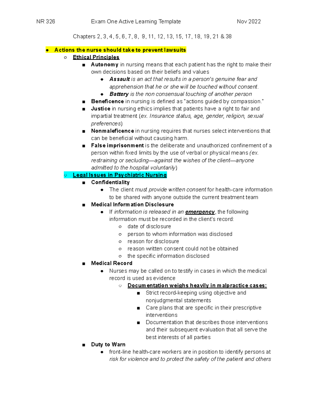 NR 326 Final Exam Study Guide: Key Questions & Ethical Issues - Studocu